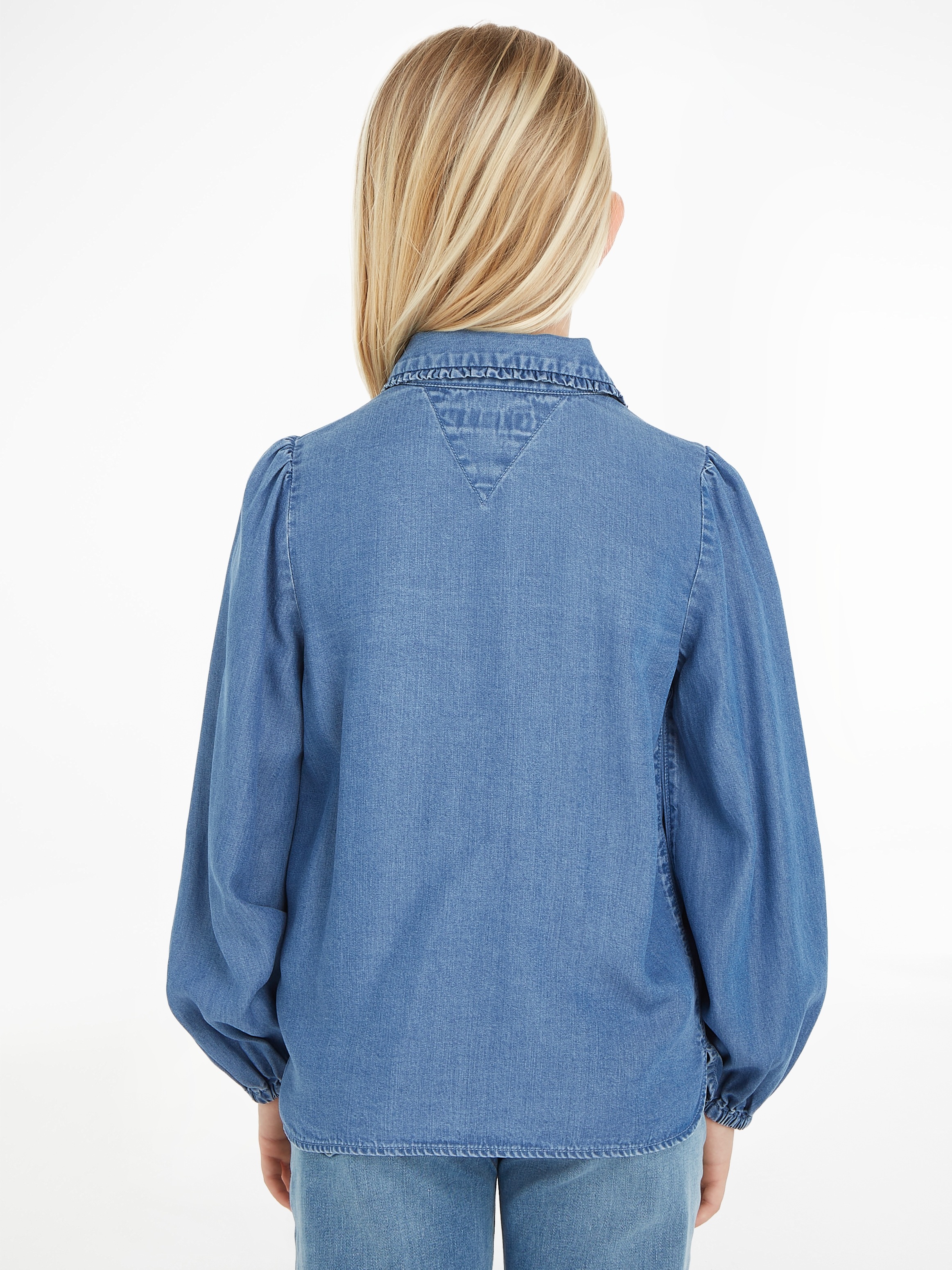 Tommy Hilfiger Klassische Bluse »TENCEL RUFFLE COLLAR SHIRT«, im Denim-Style