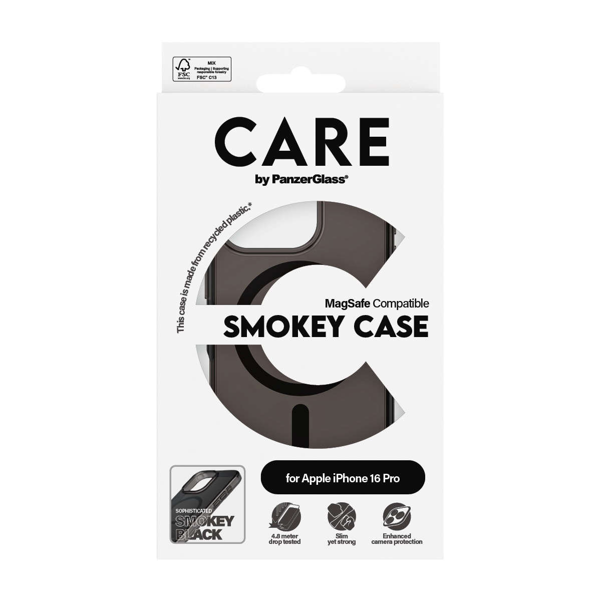 CARE by PanzerGlass Handyhülle »Smokey Case für Apple iPhone 16 Pro«, Backcover, Schutzhülle, Handyschutzhülle, Case, Schutzcase, stoßfest