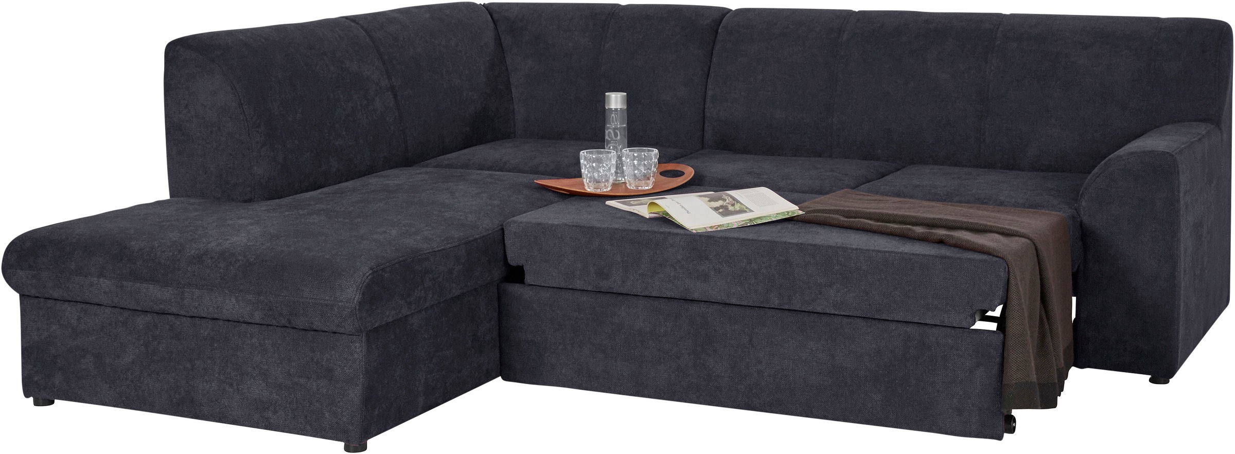 DOMO collection Ecksofa »Topper zeitlos elegant, kompakte Stellmaße, OTTOs Choice, L-Form«, mit Ottomane, wahlweise mit Schlaffunktion