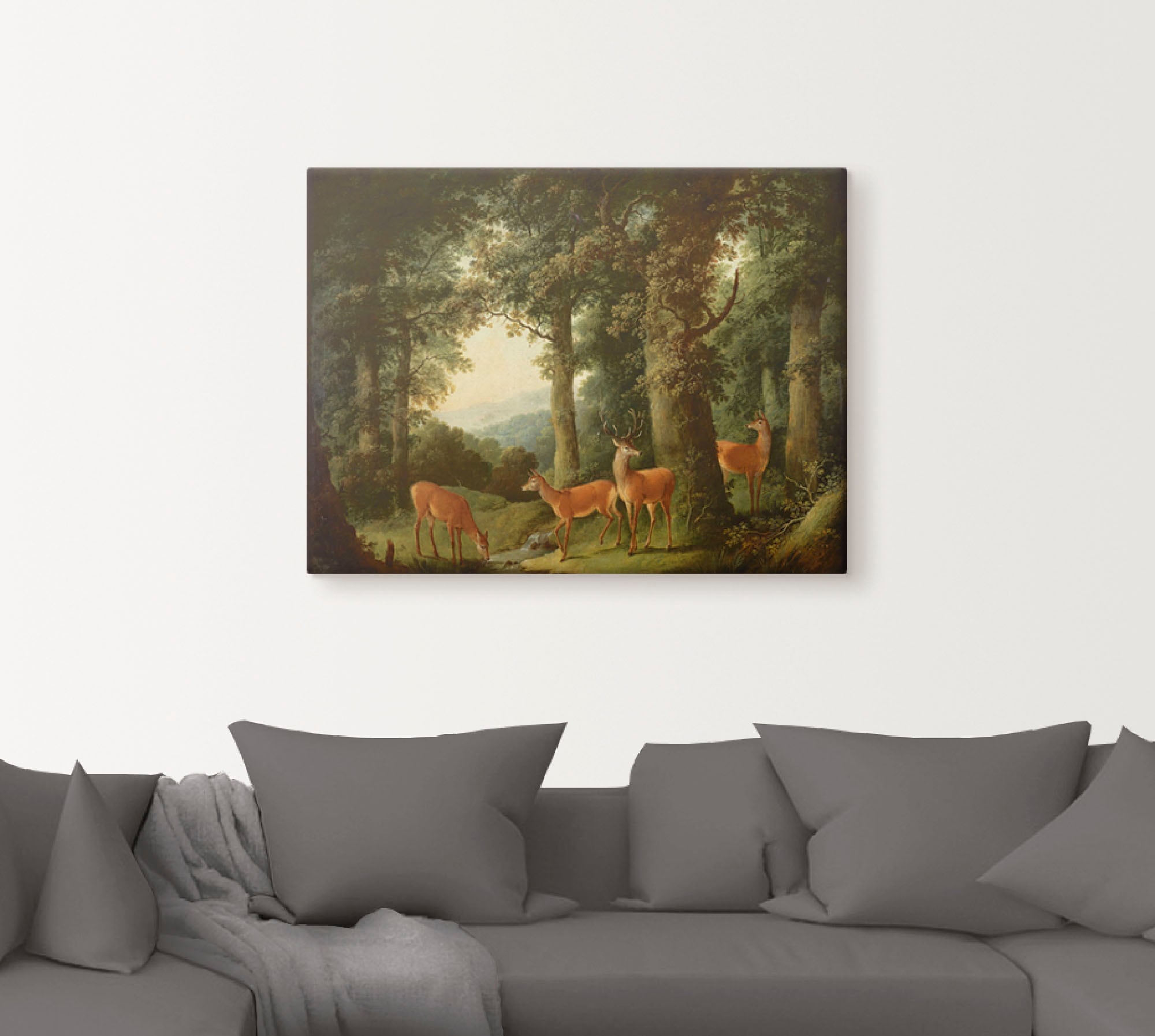 Artland Leinwandbild "Waldlandschaft mit Rotwild. Um 1760/70", Wald, (1 St. günstig online kaufen