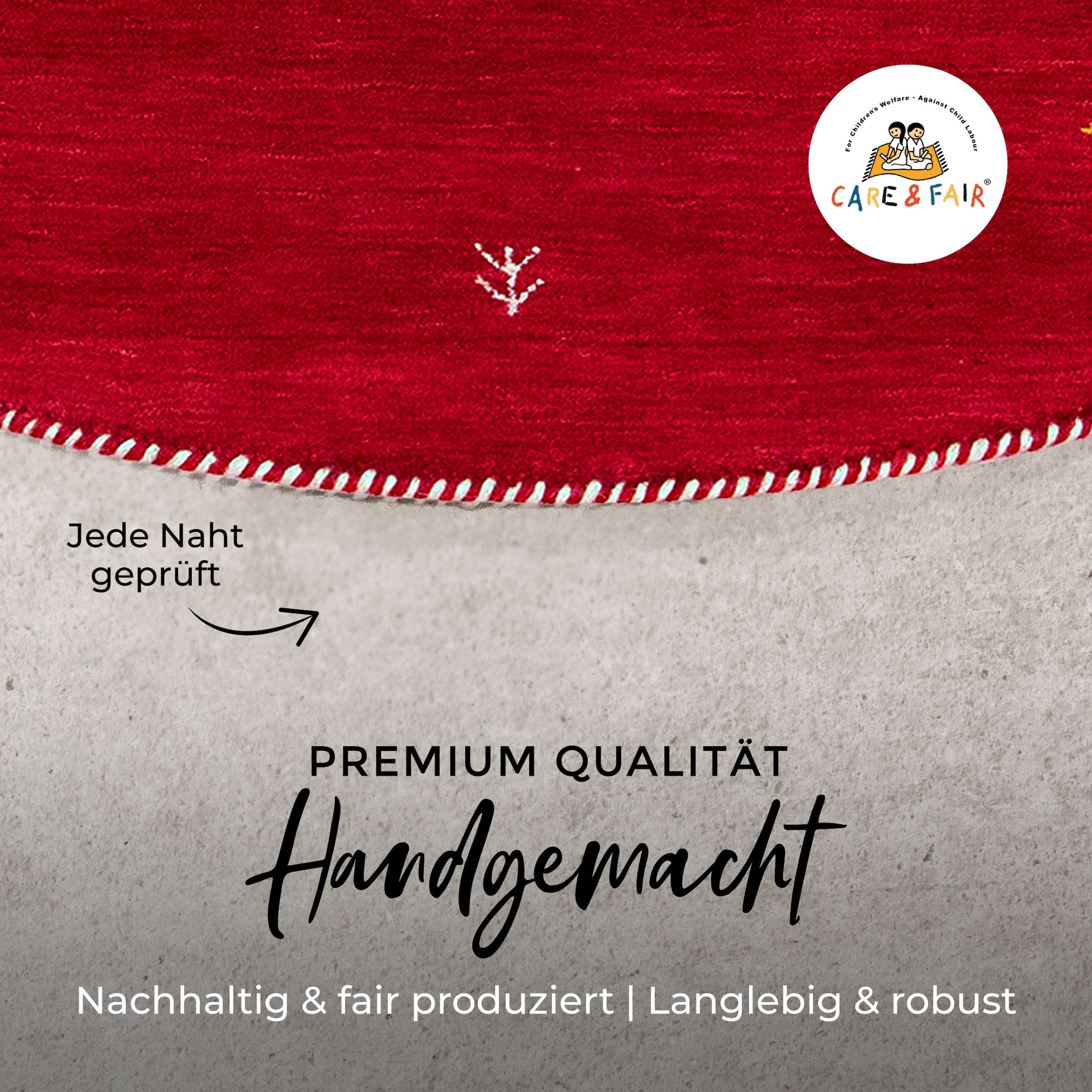 carpetfine Wollteppich »Gabbeh Uni« rund 15 mm Höhe reine Wolle handgewebt, Gabbeh Tiermotiv warmes Raumklima viele Größen