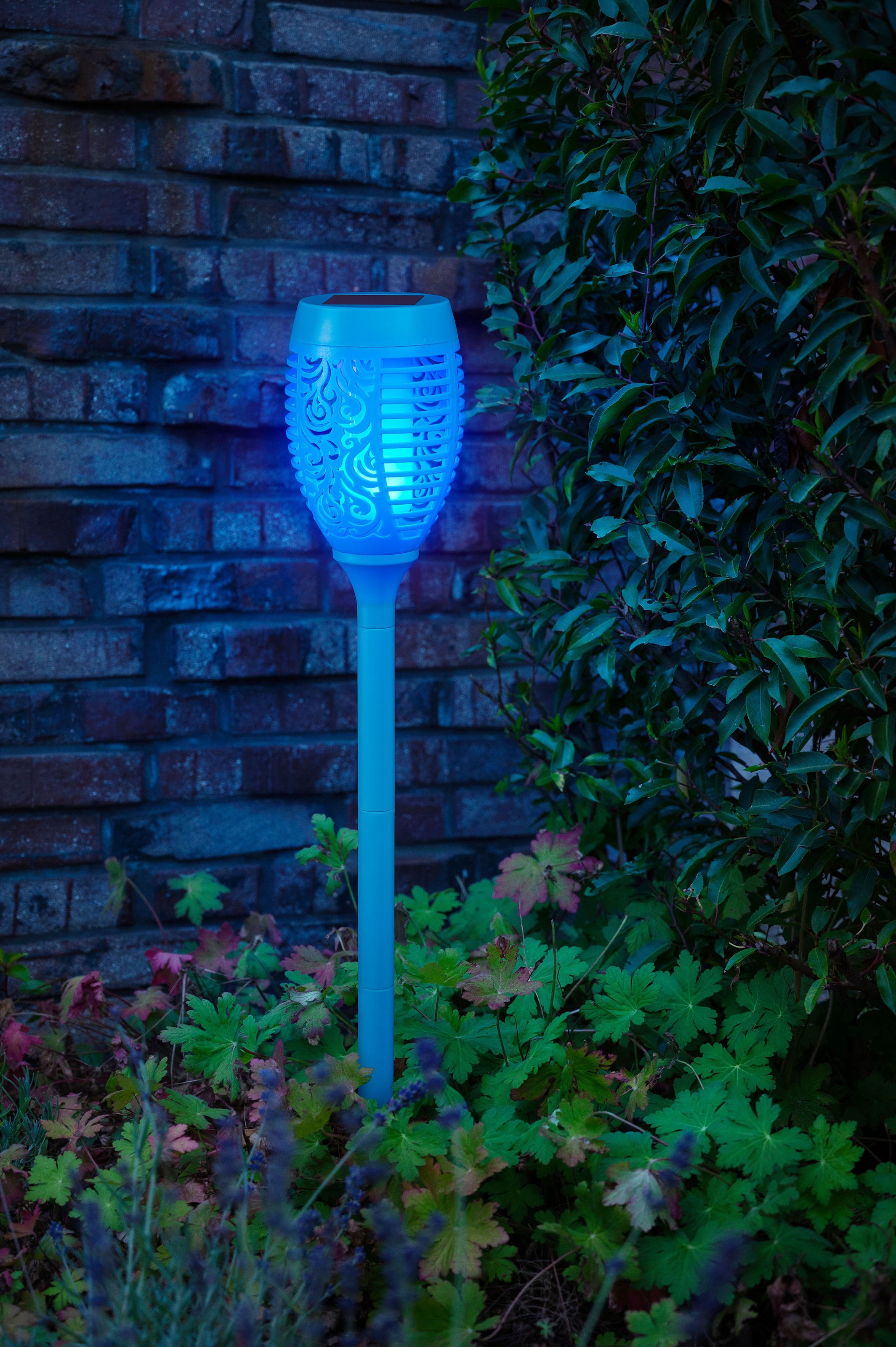 BONETTI LED Gartenfackel, Leuchtmittel LED-Modul | LED fest integriert, LED Solar Gartenfackel mit realer Flamme 3er Set