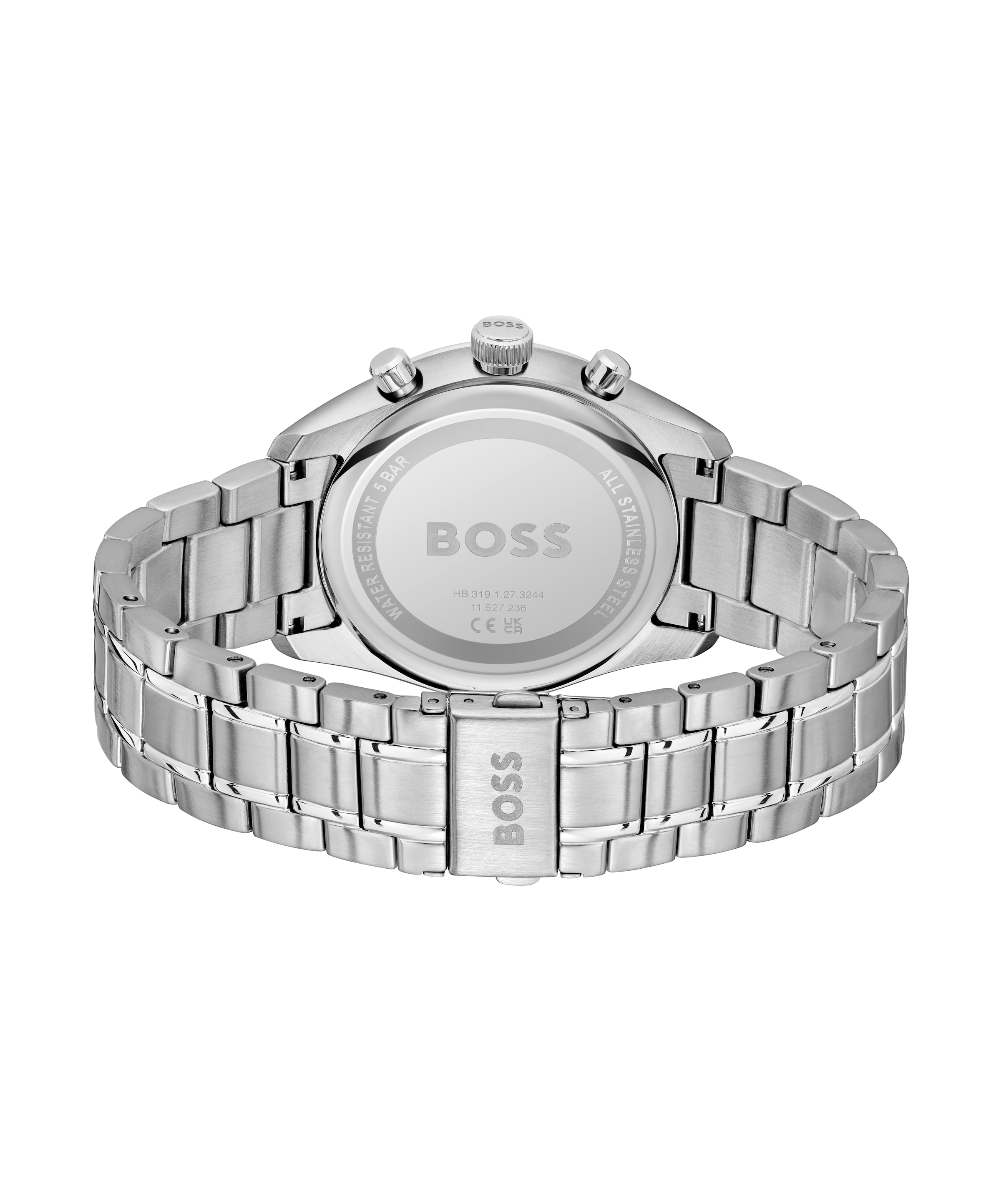 BOSS Quarzuhr »GRAND PRIX 44«, Armbanduhr, Herrenuhr, Edelstahlarmband, analog, Tag, Stoppfunktion