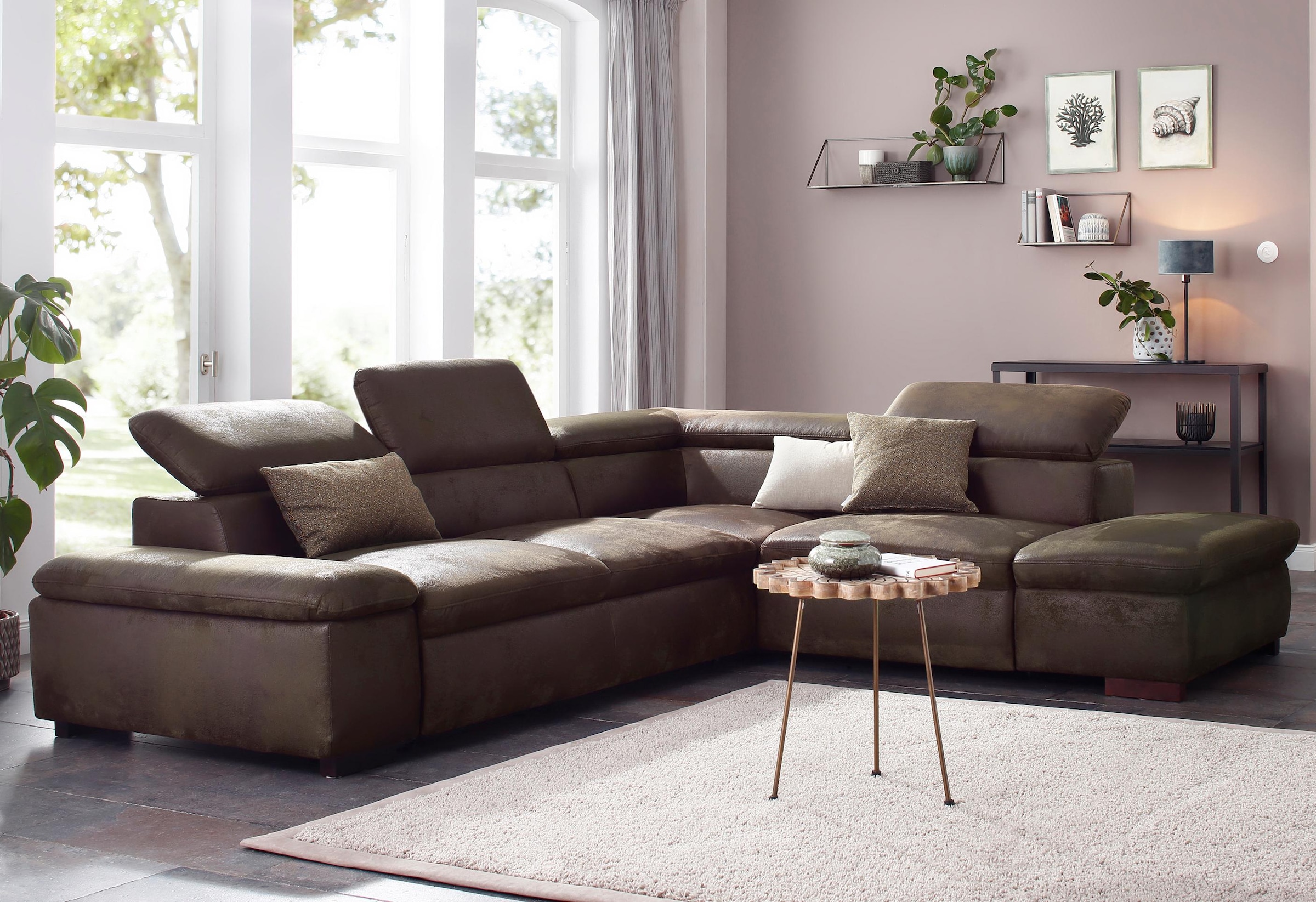Home affaire Ecksofa »Alberto L-Form«, mit Kopfteilverstellung, wahlweise mit Bettfunktion