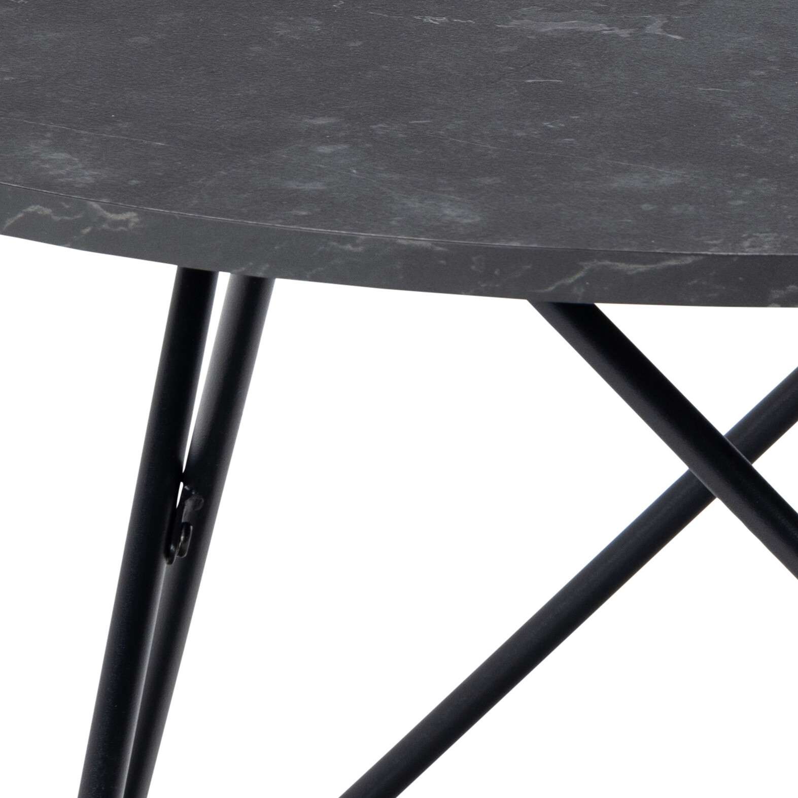 ACTONA GROUP Couchtisch »Wyre TOPSELLER!«, (Wohnzimmertisch, Sofatisch, Kaffeetisch), rund, schwarzer Marmor-Look, schwarzer Stahldrahtfuß, T: 80 cm