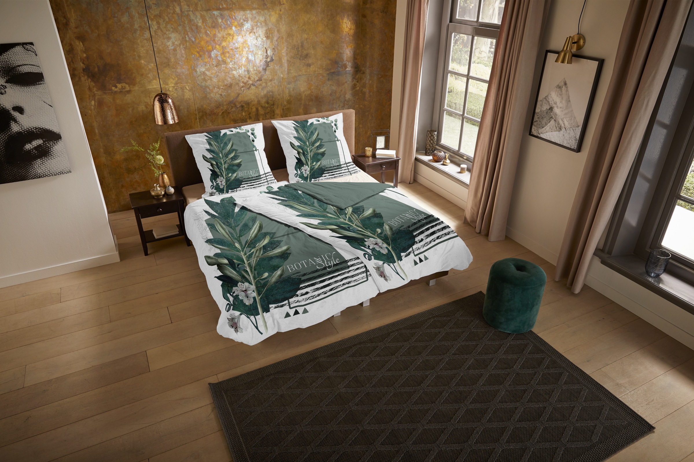 PURE luxury collection Wendebettwäsche »Green Boho«, Mikrofaser, Pflegeleic günstig online kaufen