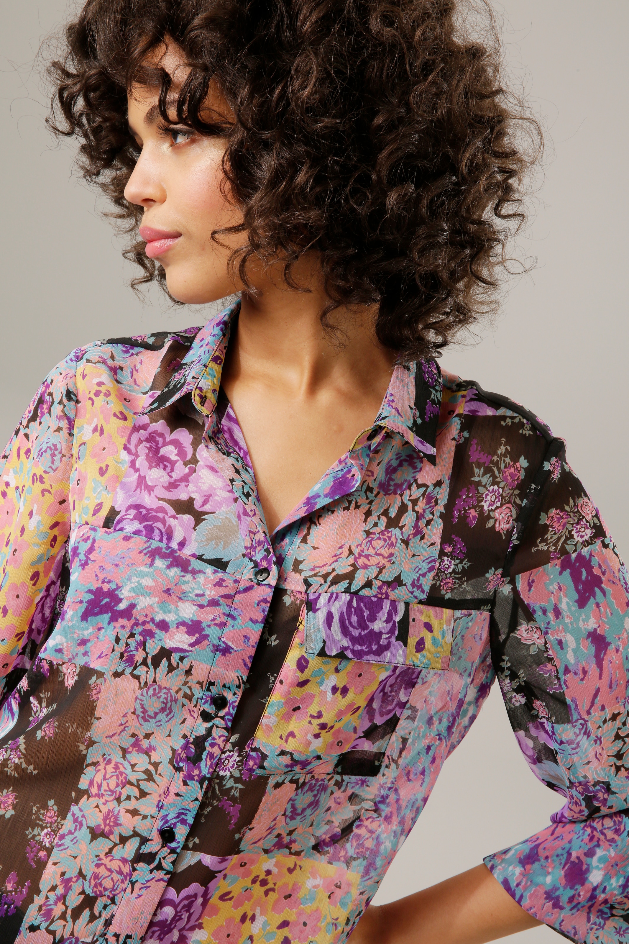 Aniston CASUAL bei Patch-Dessin online Blumendrucken bunten Hemdbluse, mit im