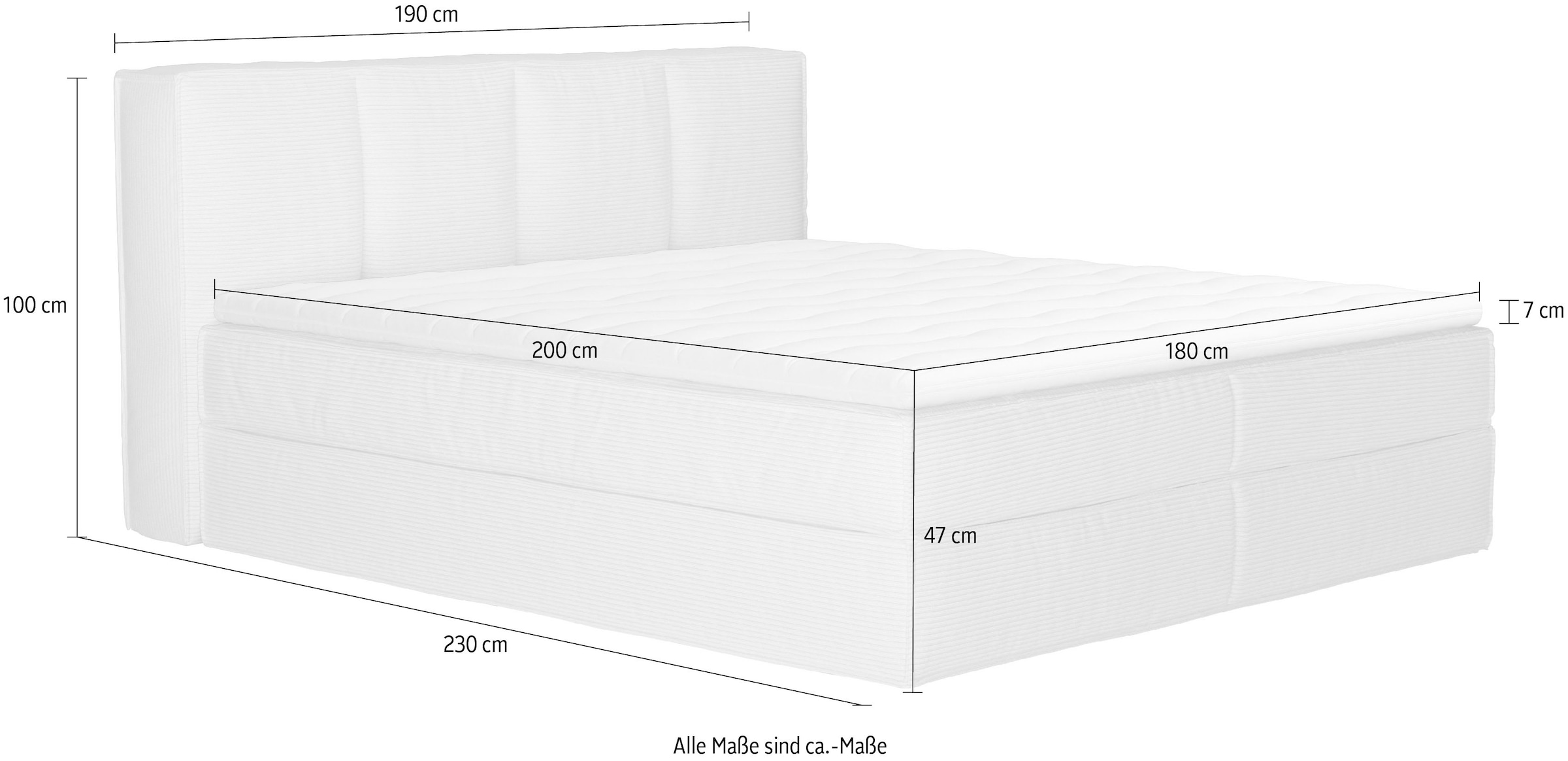 Home affaire Boxspringbett »Sacy«, Boxbett inkl. Topper, 2 Matratzen, Härtegrade H2, H3 und H4 wählbar