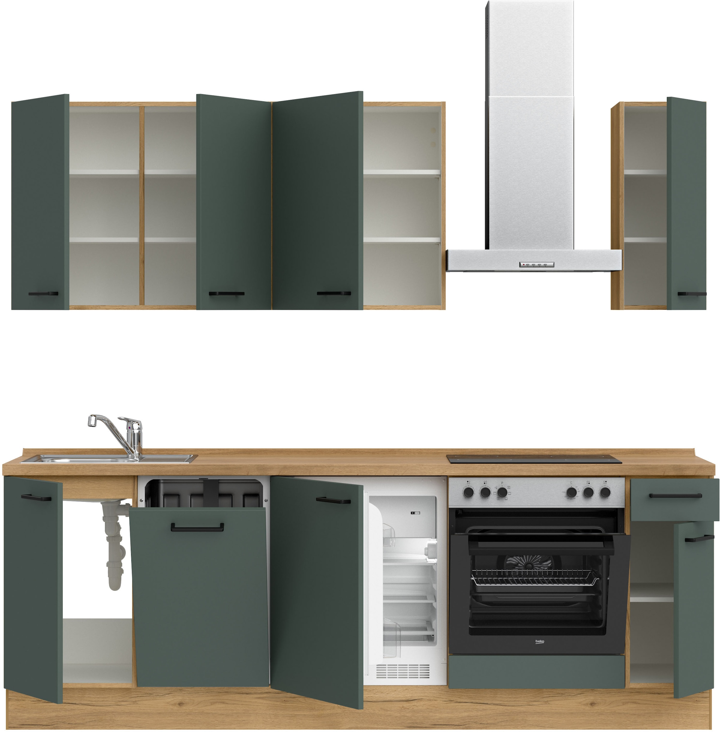 nobilia® Küchenzeile »"Easytouch I"«, vormontiert, Ausrichtung wählbar, Breite 240 cm, wahlw. mit E-Geräten