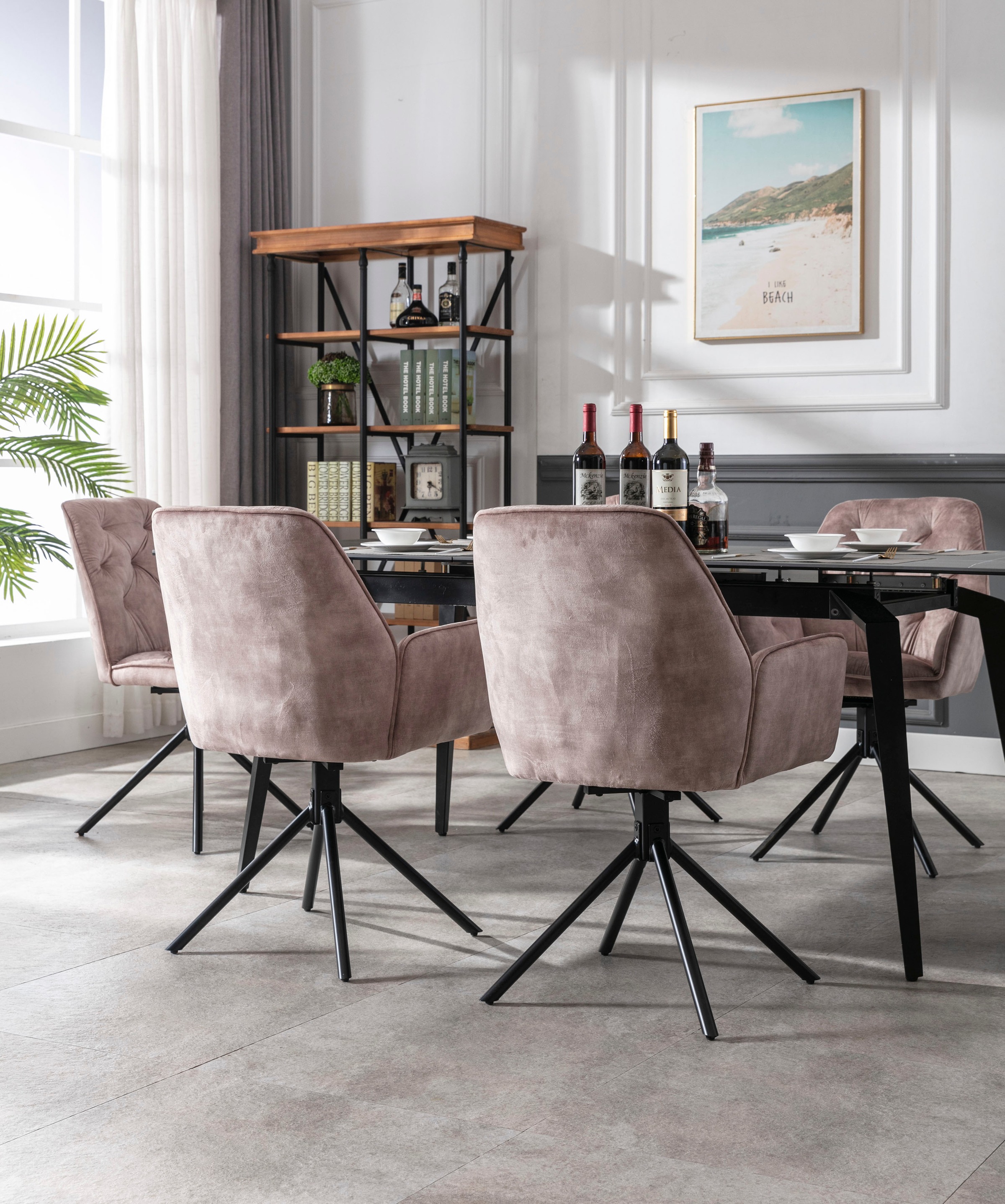 byLIVING Sessel SARINA  2er-Set beige Vintage Samt Metall B/H/T: ca. 59,5x8 günstig online kaufen