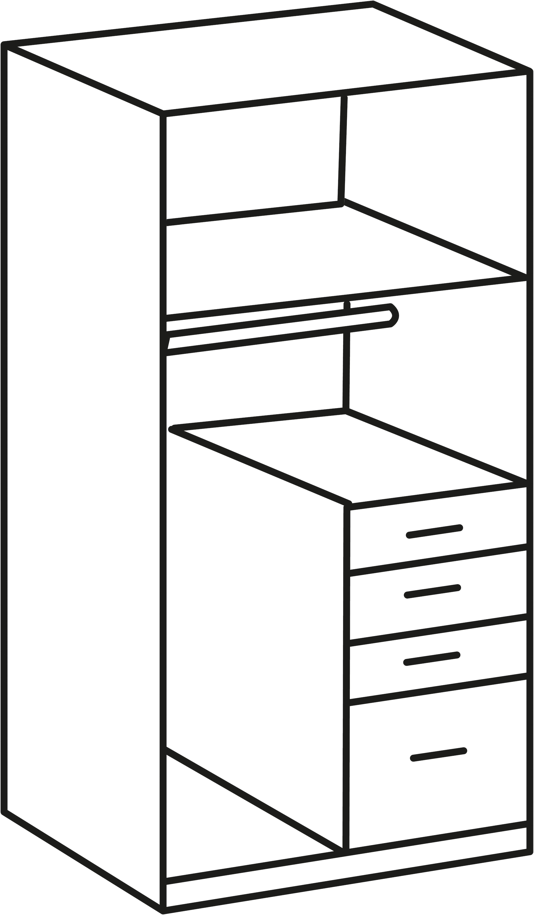 Wimex Kleiderschrank »Cottbus, in weiß oder grau modern kombiniert mit graphitfb.Schubladen«, (in 3 Größen, schwarze Griffe, Made in Germany), mit 4 Schubladen, wahlweise mit oder ohne Spiegel