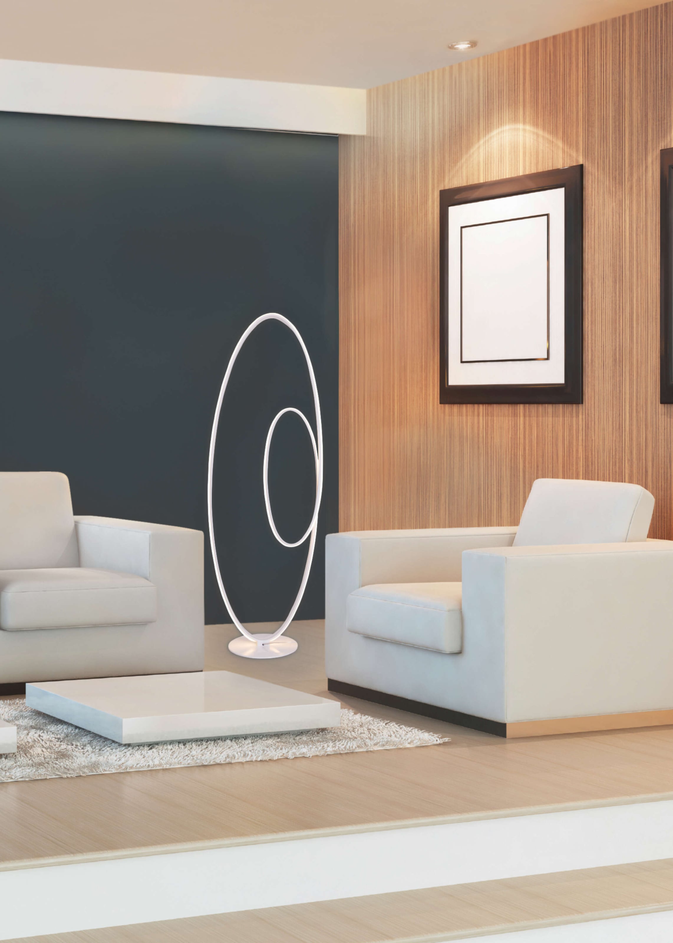 näve LED Stehlampe »Odrive«, 1 flammig, Leuchtmittel LED-Modul | LED fest integriert, oval, dimmbar, geschwungene bogenförmige LED-Streifen, weiß, H: 120cm
