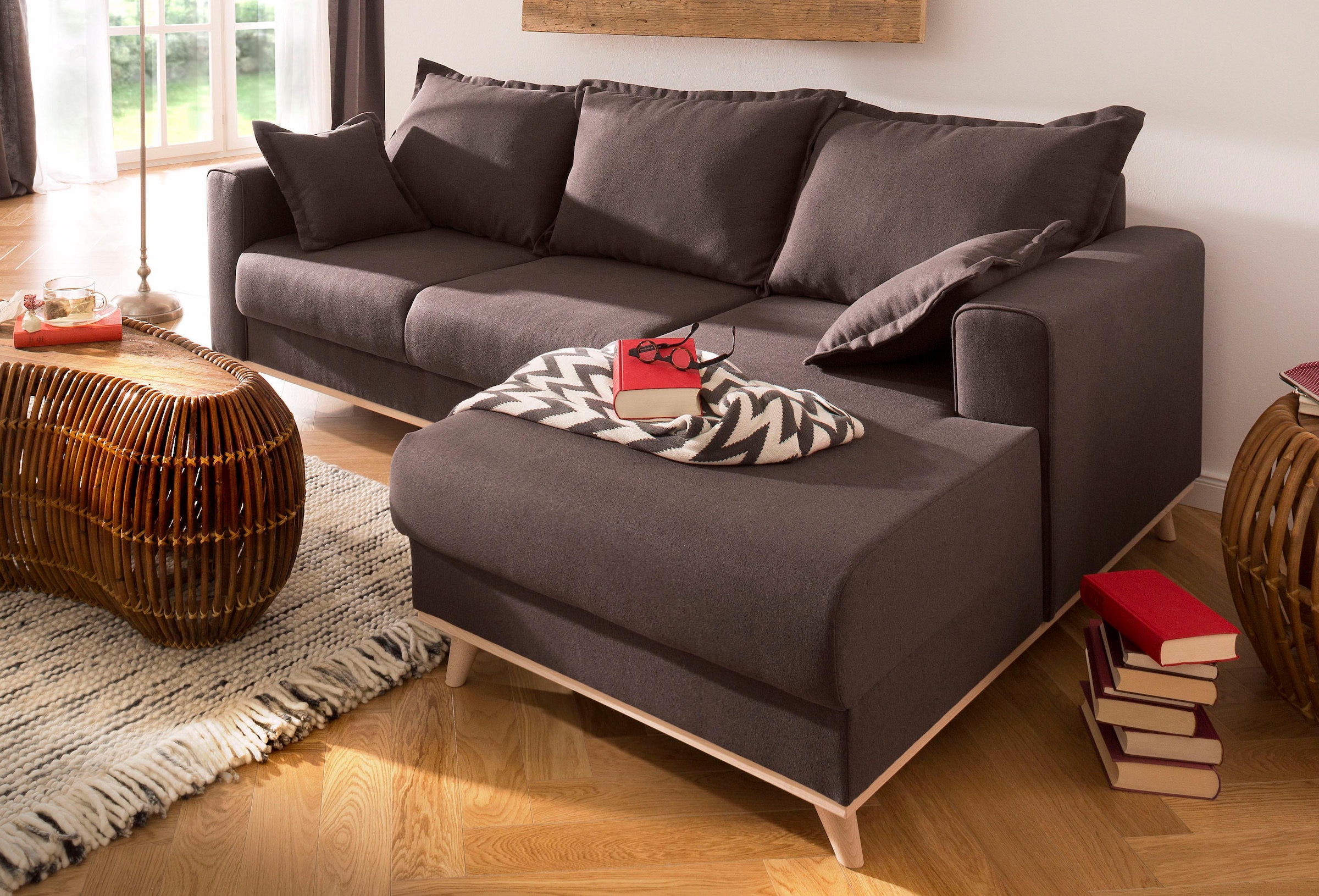 Home affaire Ecksofa »Edina L-Form«, auch in Baumwollmix-Bezug, im skandinavischem Stol