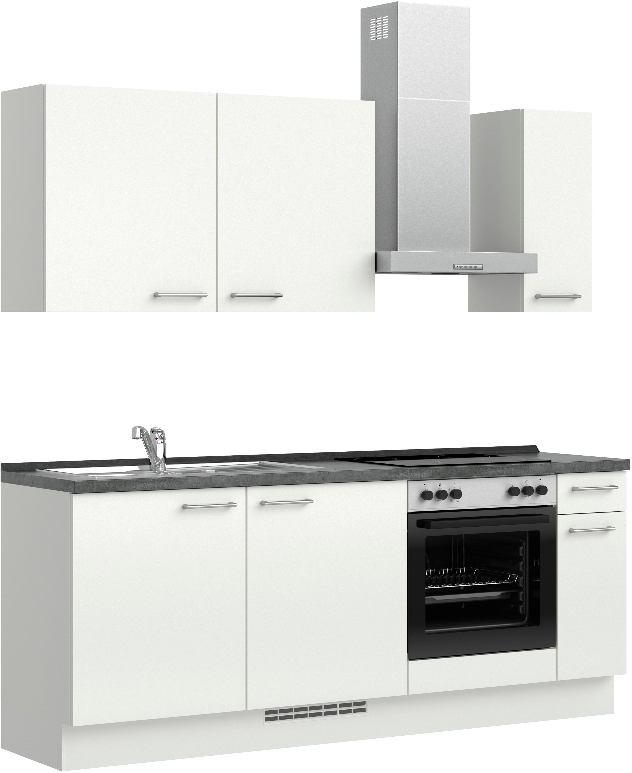 nobilia® Küchenzeile »"Laser I"«, vormontiert, Ausrichtung wählbar, Breite 210 cm, wahlw. mit E-Geräten