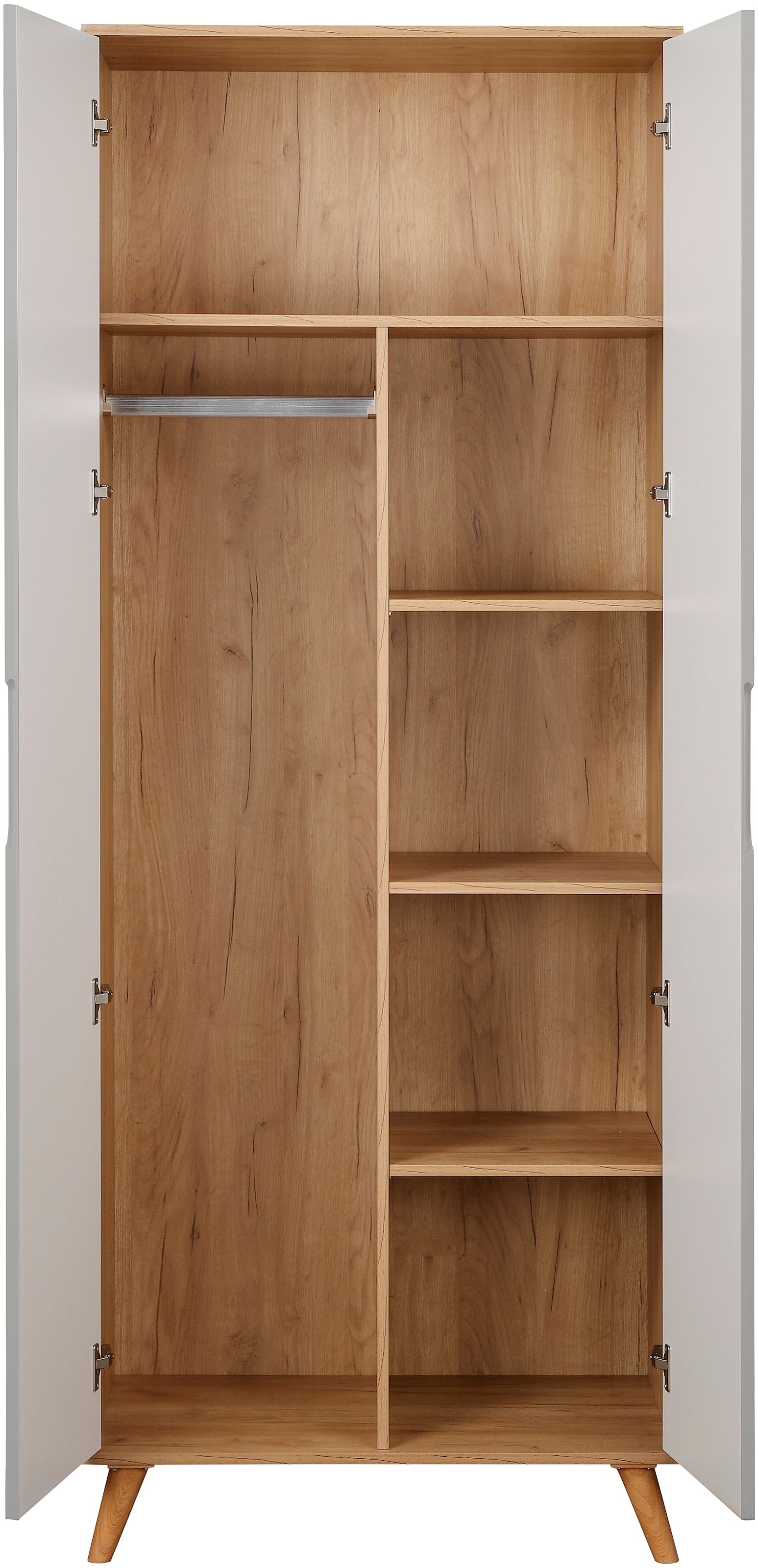 andas Kleiderschrank »Lund Schlafzimmerschrank Bestseller im skandinavischem Design«, Garderobenschrank mit Premium Innenausstattung, Breite 80 cm hochglanz