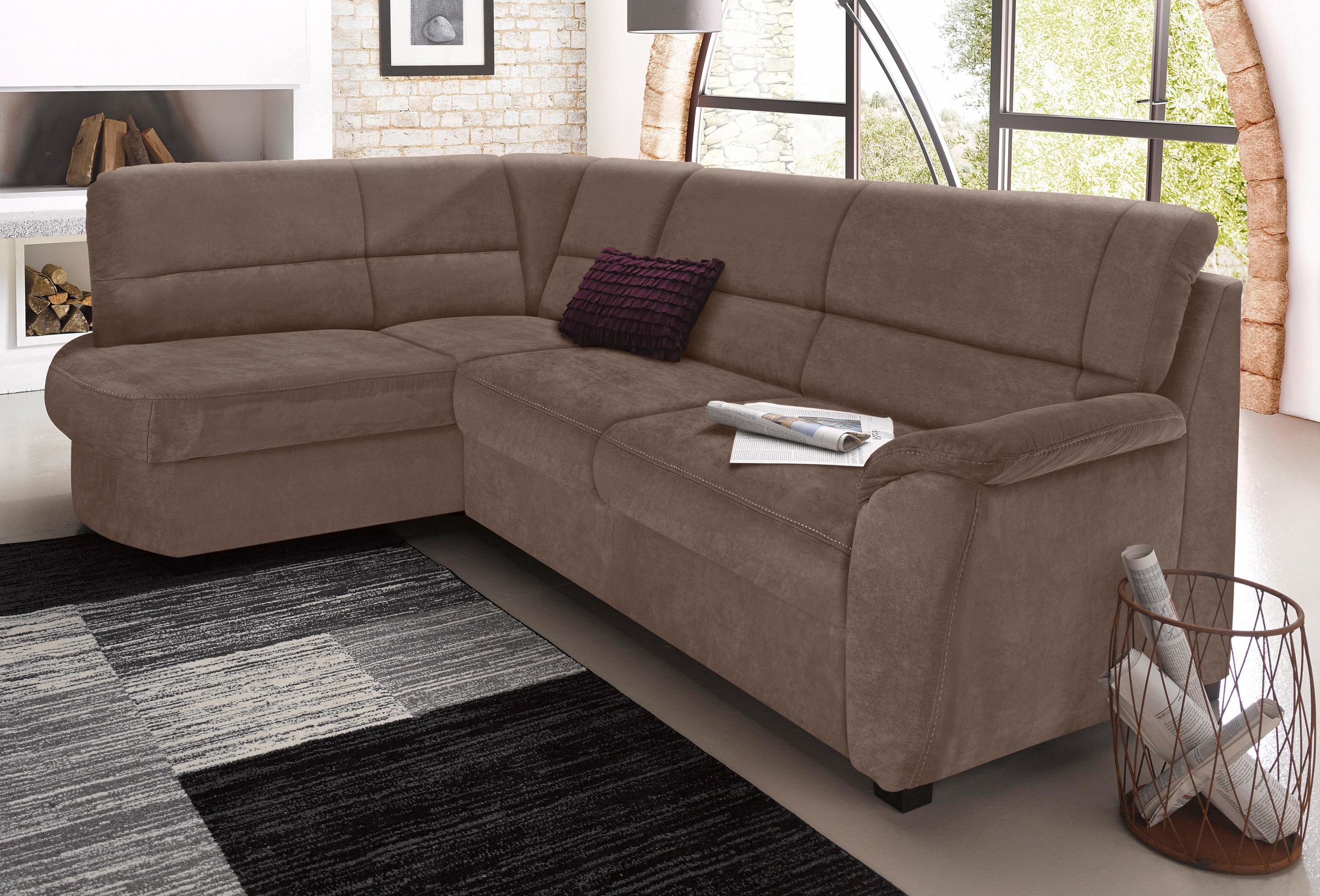 sit&more Ecksofa »Pandora L-Form«, wahlweise mit Bettfunktion und Bettkasten
