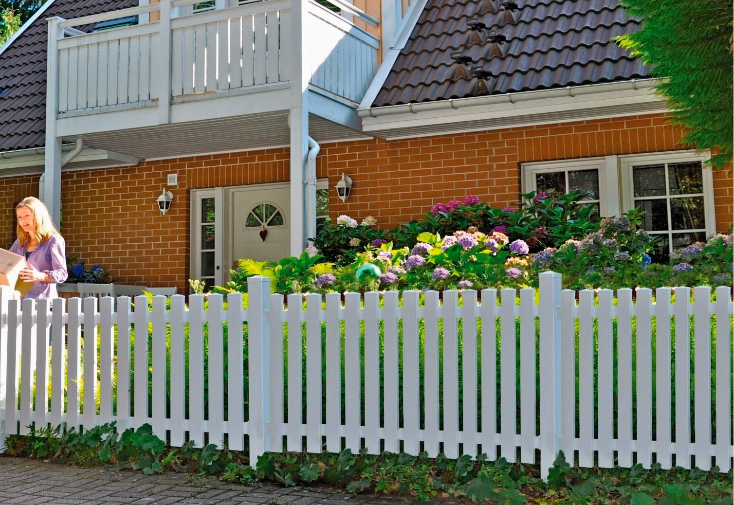 Tetzner & Jentzsch Gartenzaun »Lexington 3«, Kunststoff, 80 cm hoch, 5 Elemente für 9,54 m, 6 Alu-Pfosten