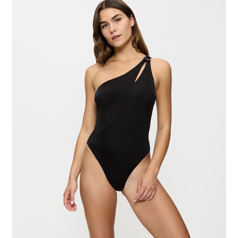 TRIUMPH Badeanzug »Midnight Swim« schimmernder Stoff, Zierring, doppelte Träger BLACK 40 - Cup C Cup C 40 Gepolsterter One-Shoulder Badeanzug