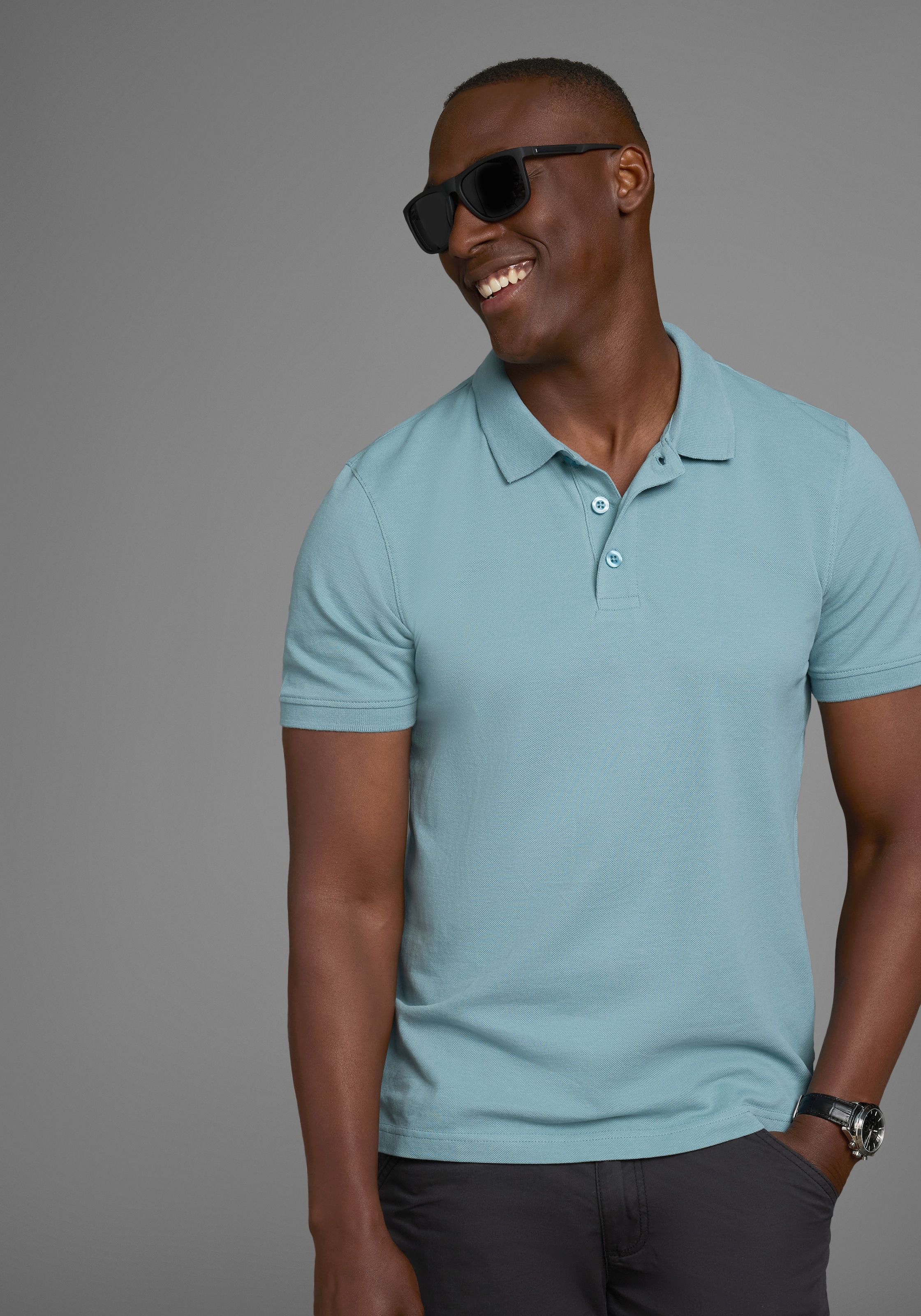 Man's World Poloshirt, Kurzarm, lockere Passform, unifarben
