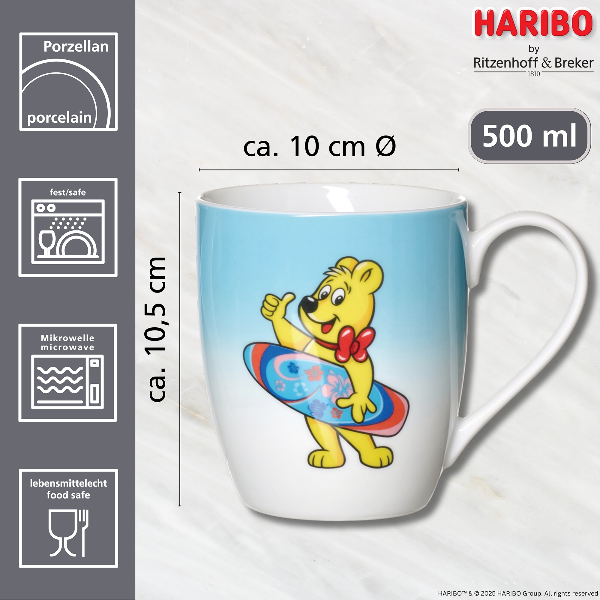 Ritzenhoff & Breker Becher »HARIBO Sport, Surfer, 500 ml«, (1 tlg.), spülmaschinenfest