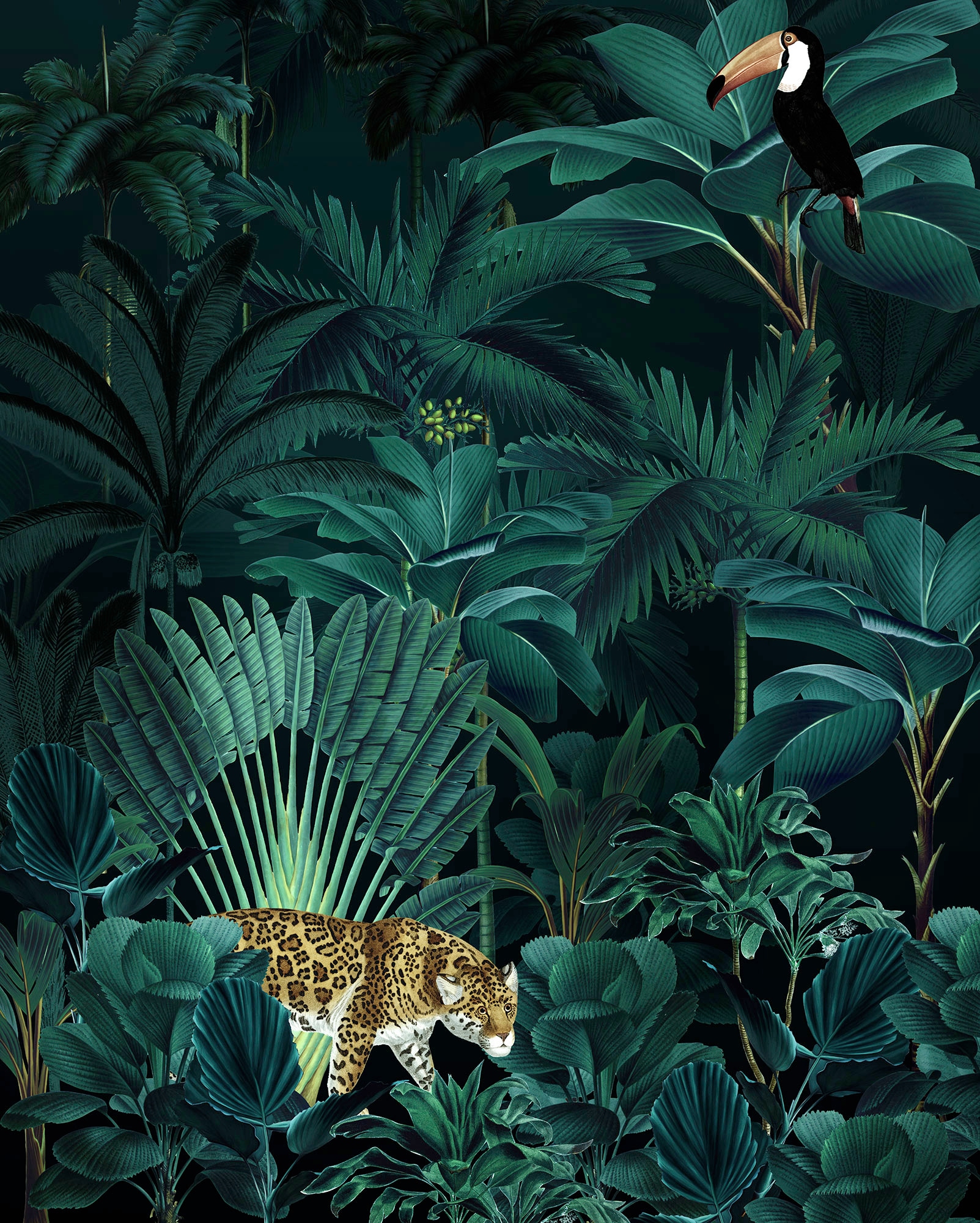 Komar Fototapete Jungle Night Dschungel B/L: ca. 200x250 cm günstig online kaufen