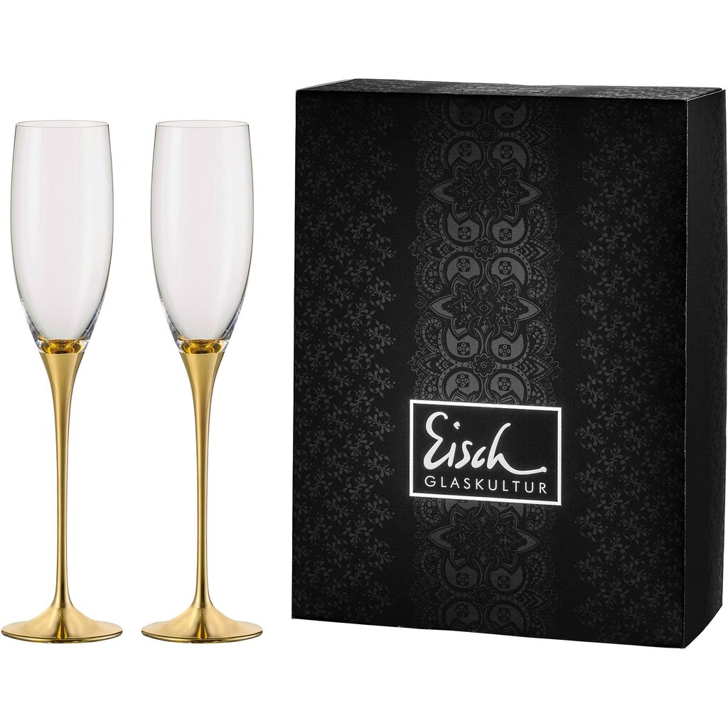 Eisch Sektglas »Champagner Exklusiv«, (Set, 2 tlg.), Auflage in Echtgold, 180 ml, 2-teilig