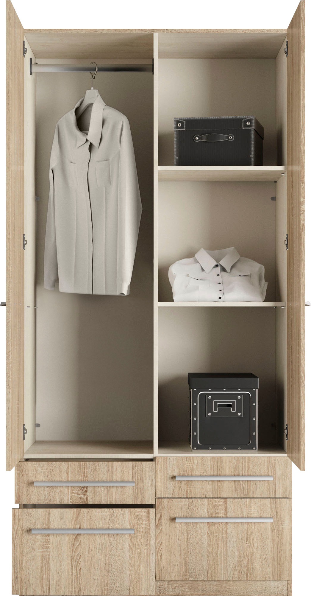 priess Kleiderschrank »Schrank Garderobe Wäscheschrank Barcelona in 5 Breiten«, viel Stauraum, geräumige Schubkästen, mit Spiegel, MADE IN GERMANY