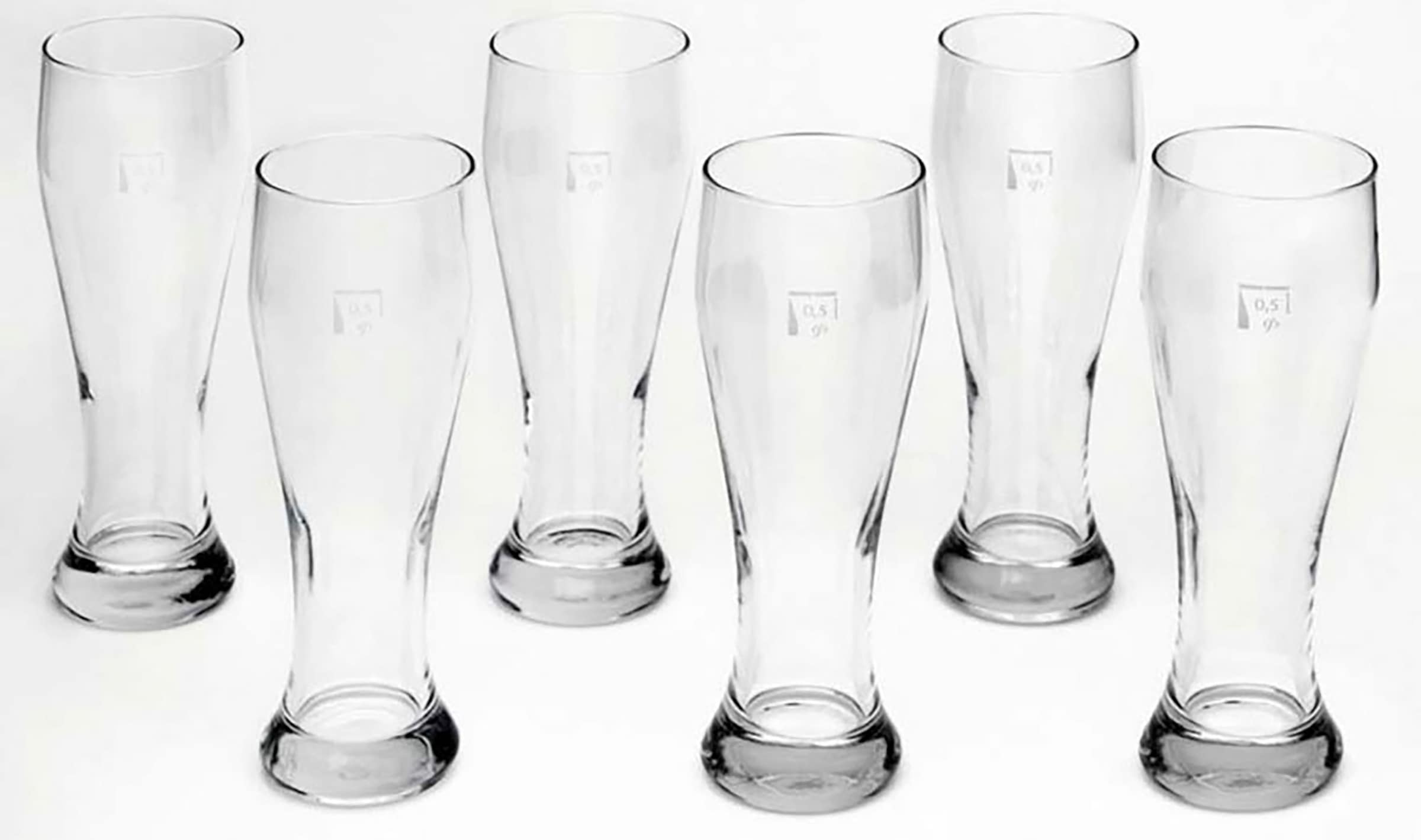 van Well Bierglas »Weizenbierglas«, (Set, 6 tlg., 6 Weizenbiergläser 0,5l), 0,5 L, geeicht, spülmaschinenfest, Gastronomiequalität, 6-tlg.