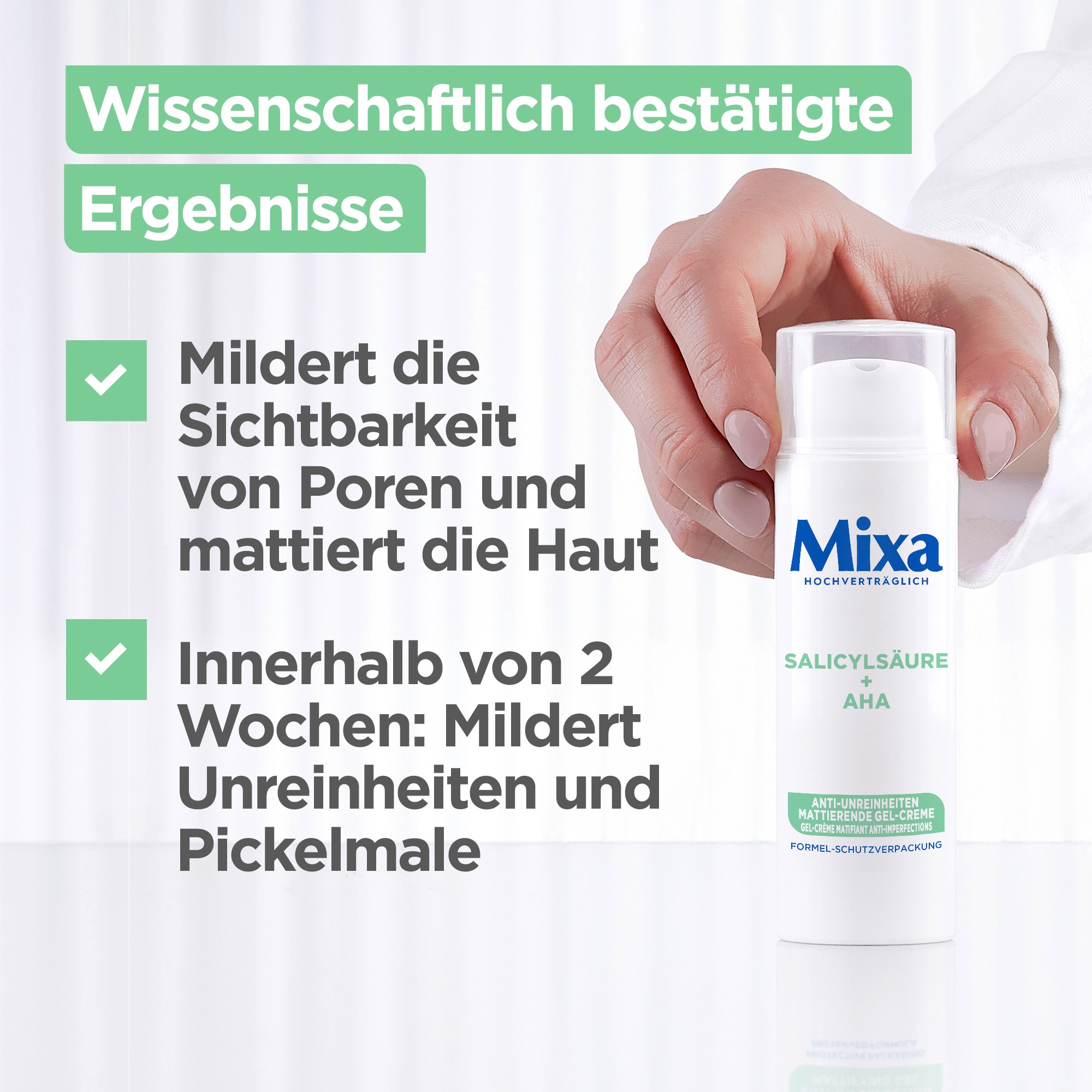 Mixa Gesichtspflege »Mixa Anti-Unreinheiten Gel-Creme« für ölige Haut, sorgt für ein mattes Hautbild, mildert Pickelmale