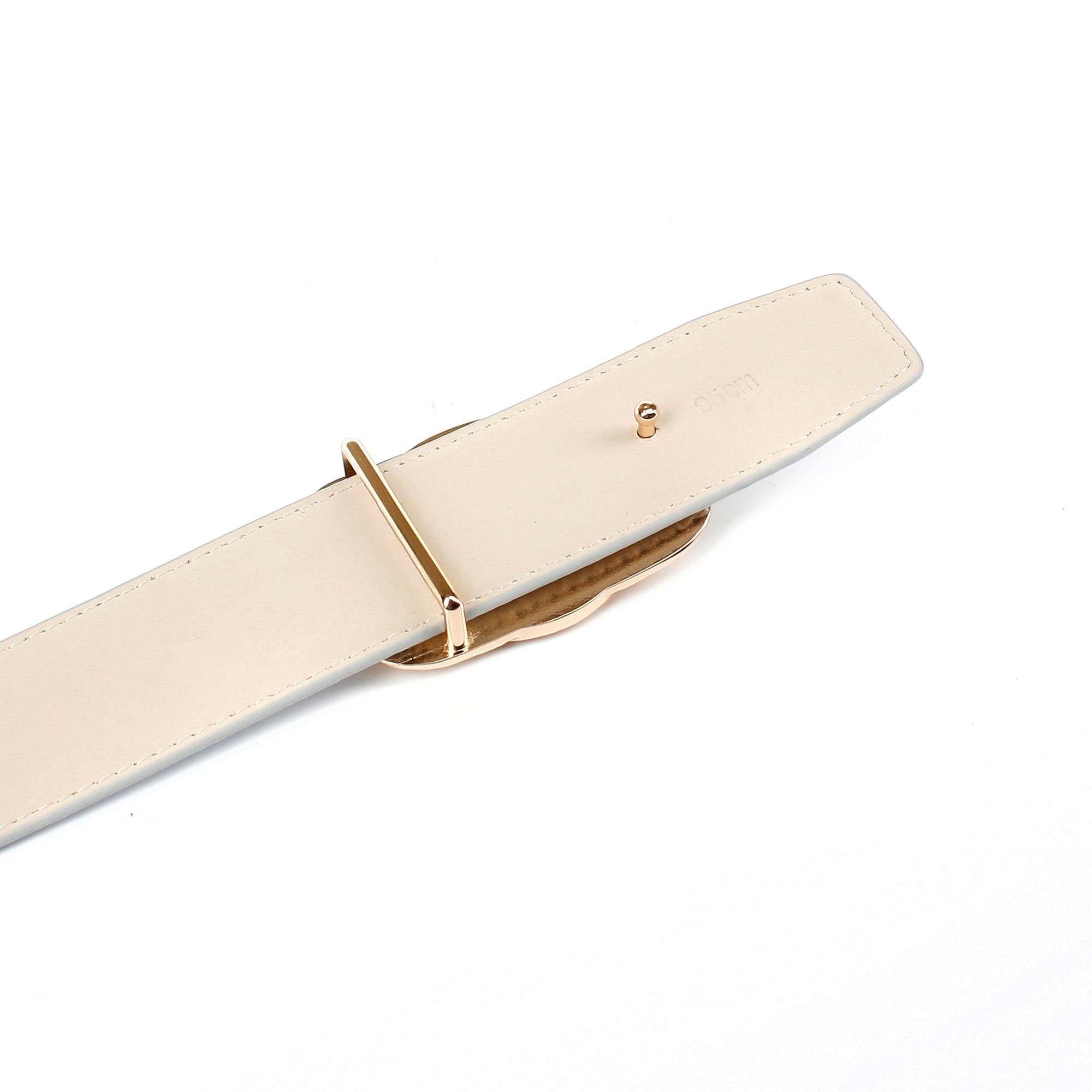 Anthoni Crown Ledergürtel, mit glänzender, filigraner, goldfarbener Schließe