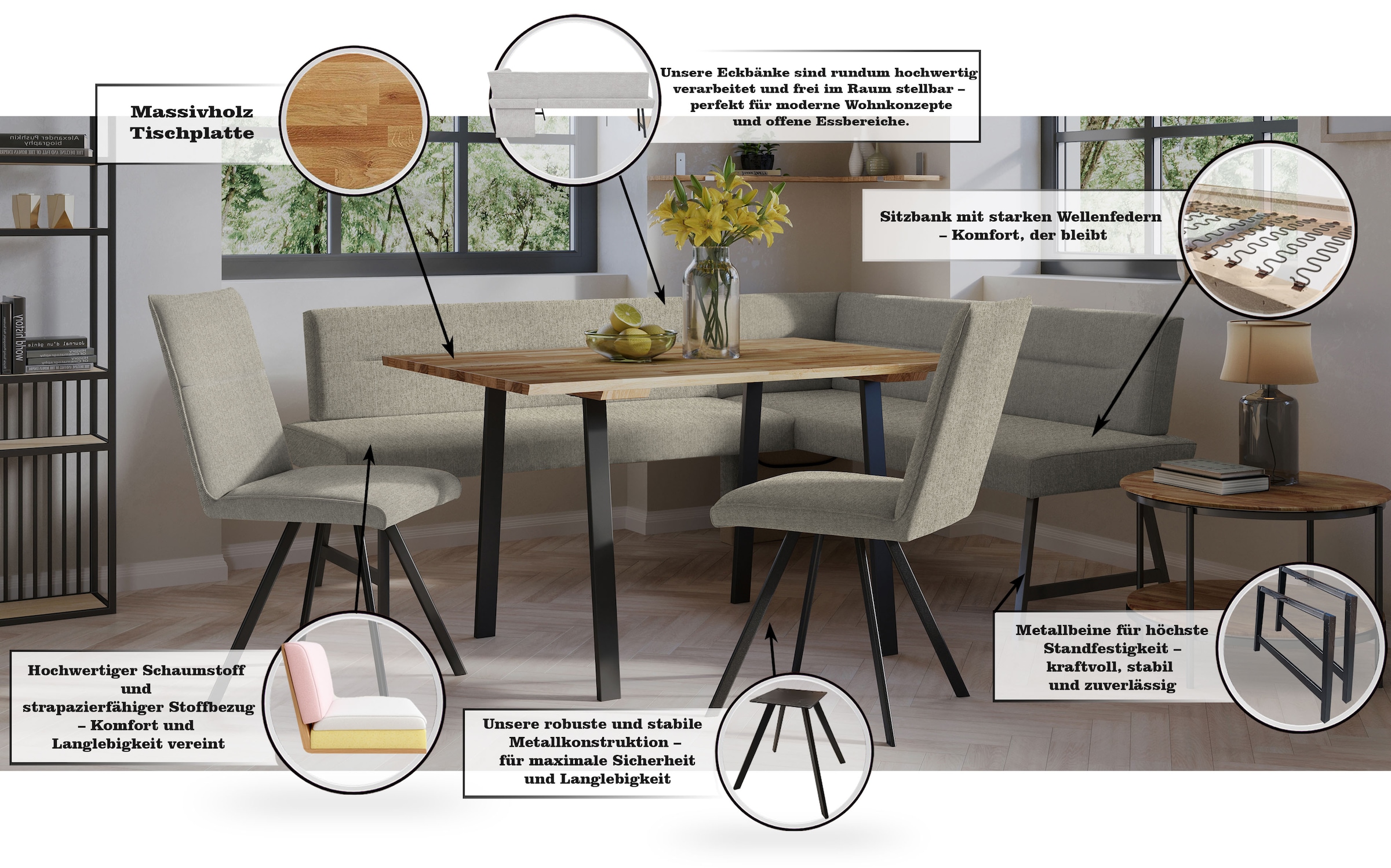 OTTO home Eckbank »Sava« mit Wellenfederung im Sitz