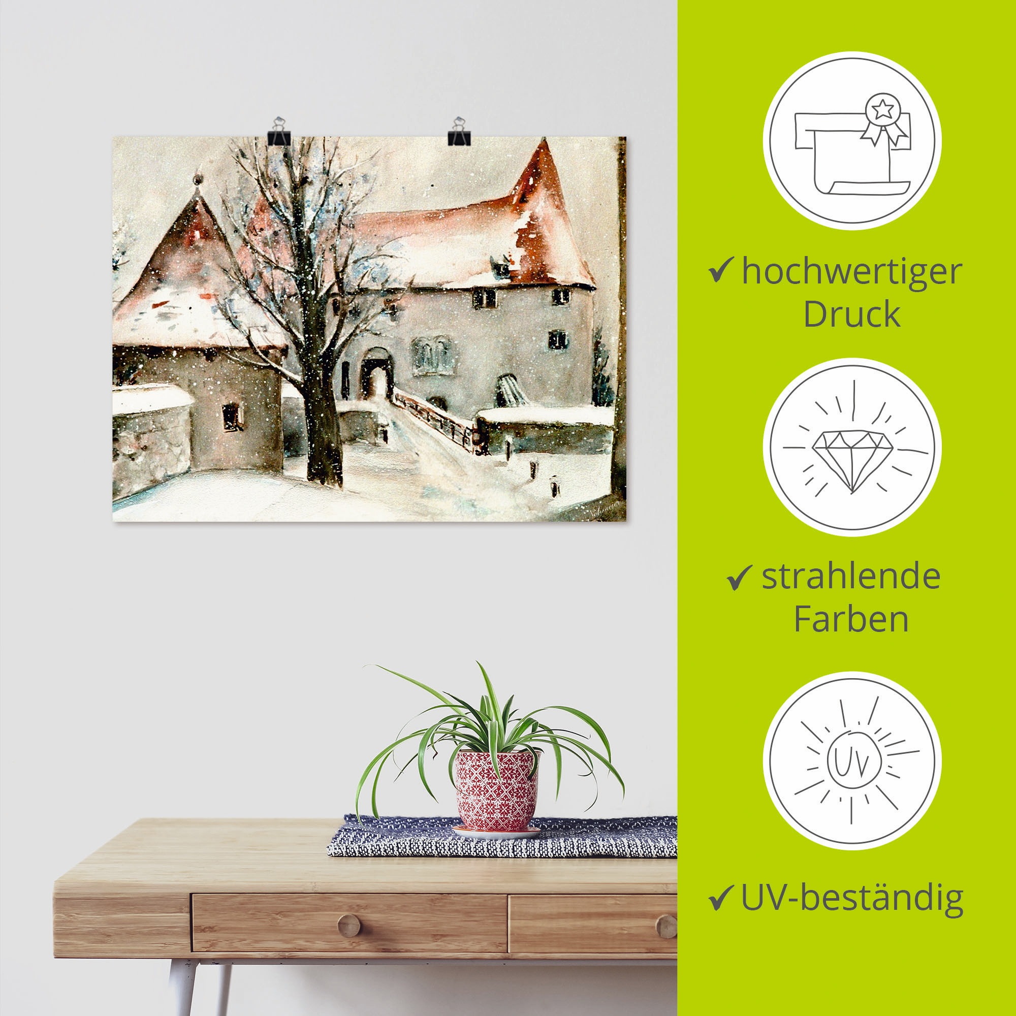 Artland Wandbild »Winter auf der Burg«, Gebäude, (1 St.), als Leinwandbild, Poster, Wandaufkleber in verschied. Größen