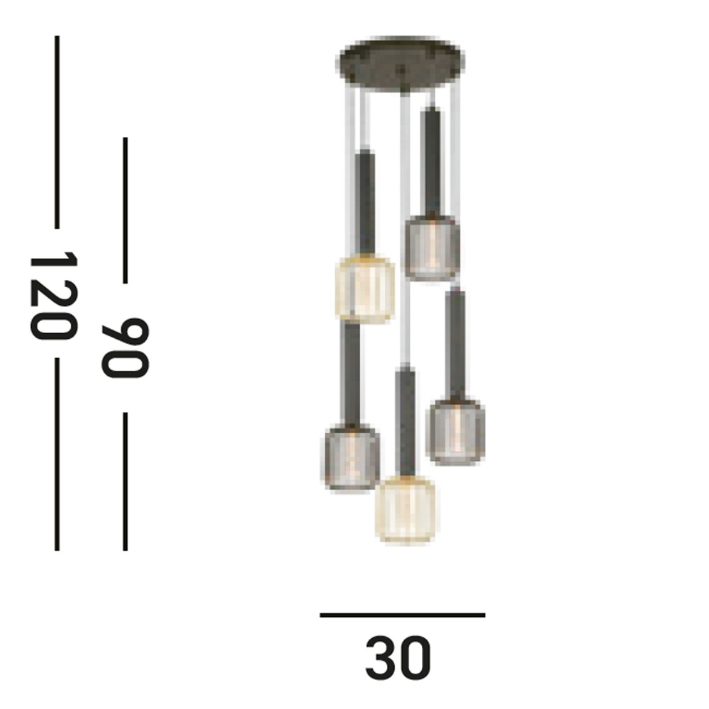 Searchlight Hängeleuchte »Dulwich 5Lt Multi-Drop Pendant - Black Metal« E27 1 Stk.