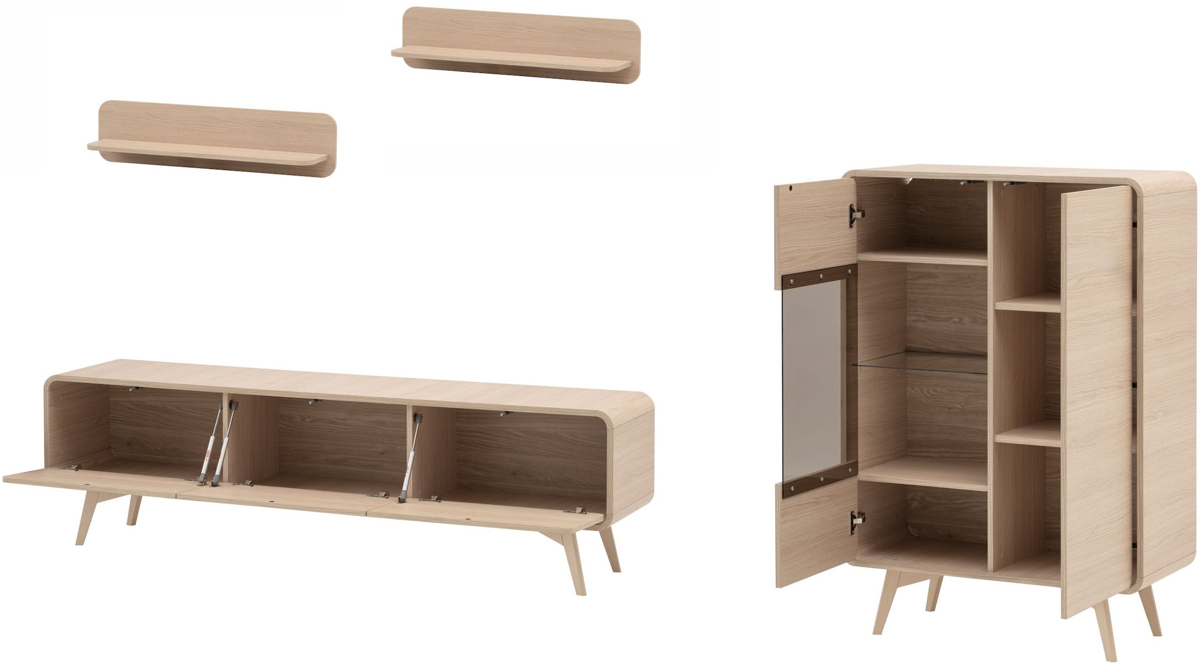 Home affaire Wohnwand »Torsby, moderne Anbauwand, Komplettset im Scandi-Stil« Set, 4 Stk. tlg.