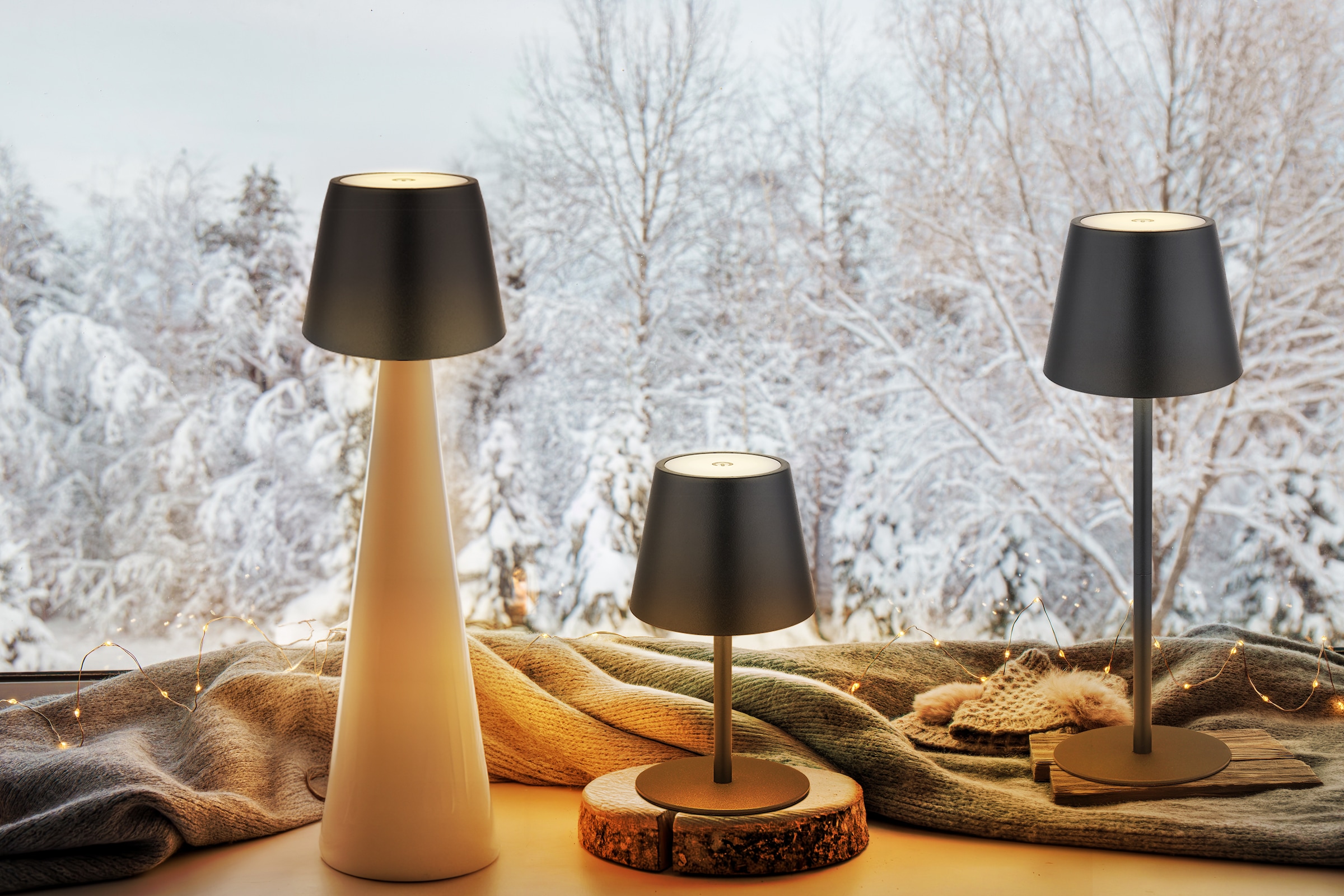 my home LED Tischleuchte »Alia Akkuleuchte inkl. Flaschenaufsatz« LED-Modul 1 Stk. warmweiß - kaltweiß stufenloser Touchdimmer, Farben fixierbar, USB-C, Akkulampe, CCT