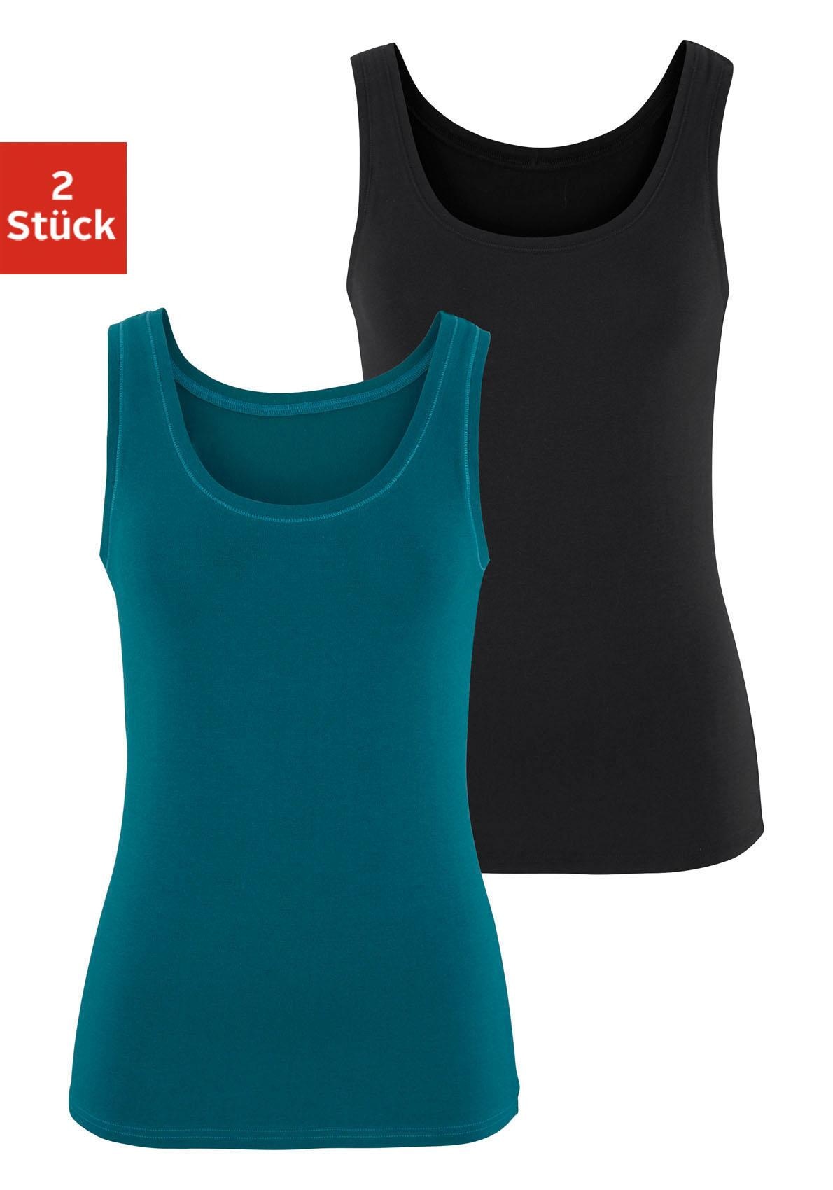 Vivance Tanktop, (2er-Pack), aus elastischer Baumwoll-Qualität, Strandtop