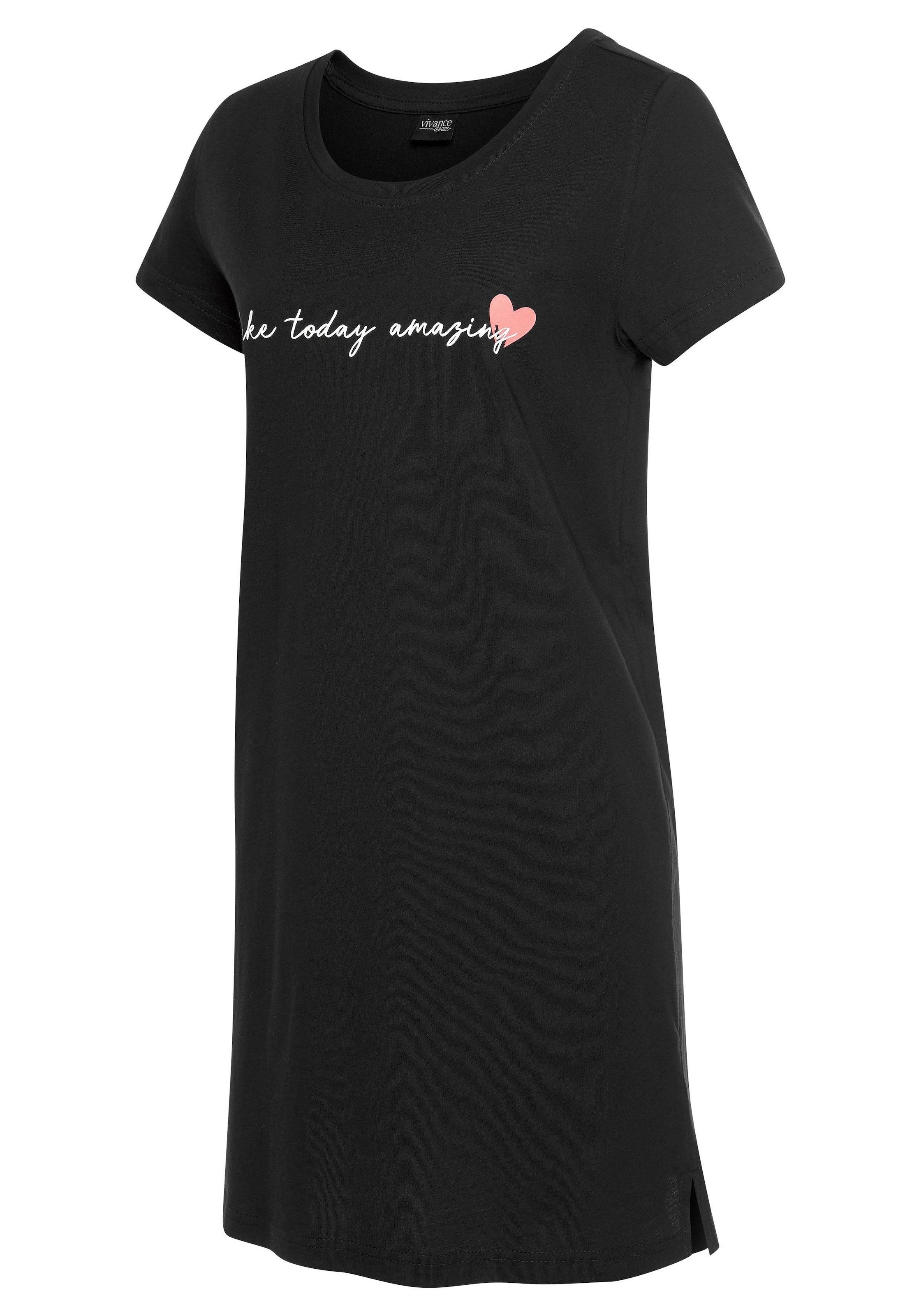 Vivance Dreams Nachthemd 1-teilig,  in bequemer Weite mit Schriftzug