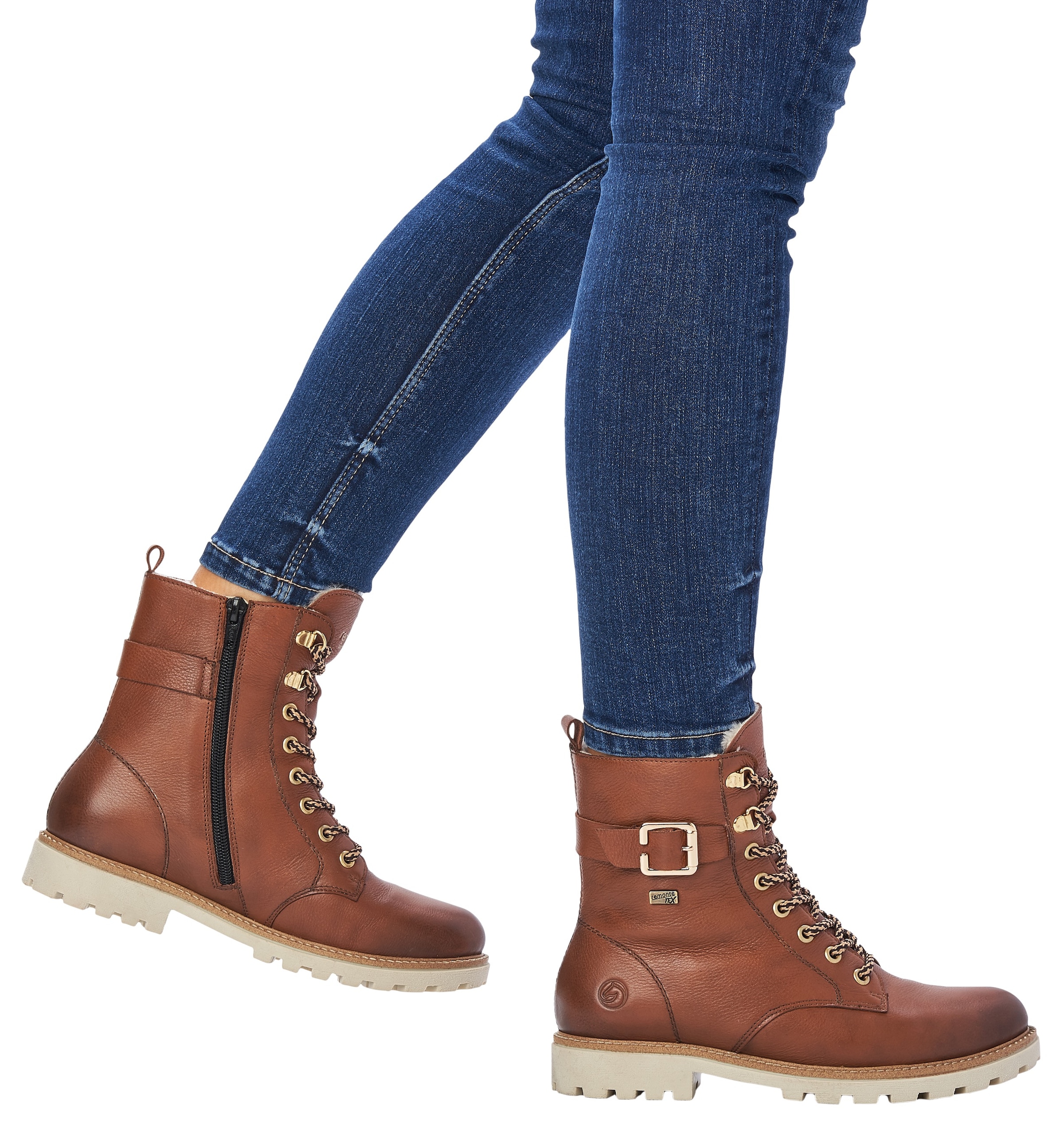 Remonte Winterboots, Blockabsatz, Schnürboots, Outdoorschuh mit Zierschnalle