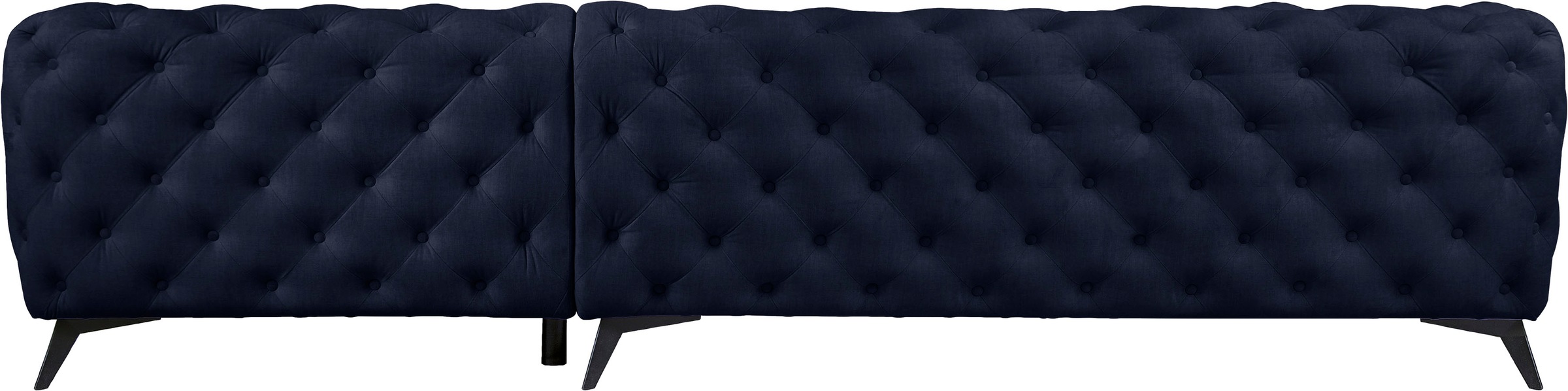 Leonique Chesterfield-Sofa »Ecksofa GLYNIS L-Form mit Wellenunterfederung, Maße B/T/H 323/264/75cm«, aufwändige Knopfheftung, moderne Chesterfield Optik, Fußfarbe wählbar