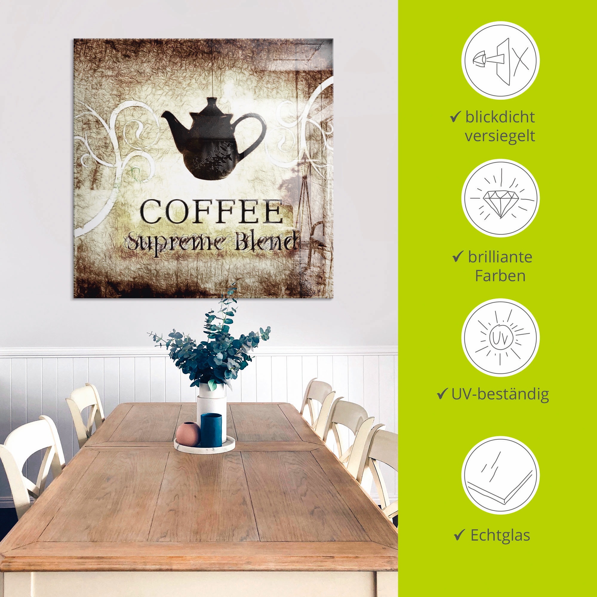 Artland Glasbild »Kaffee«, Getränke, (1 St.), in verschiedenen Größen