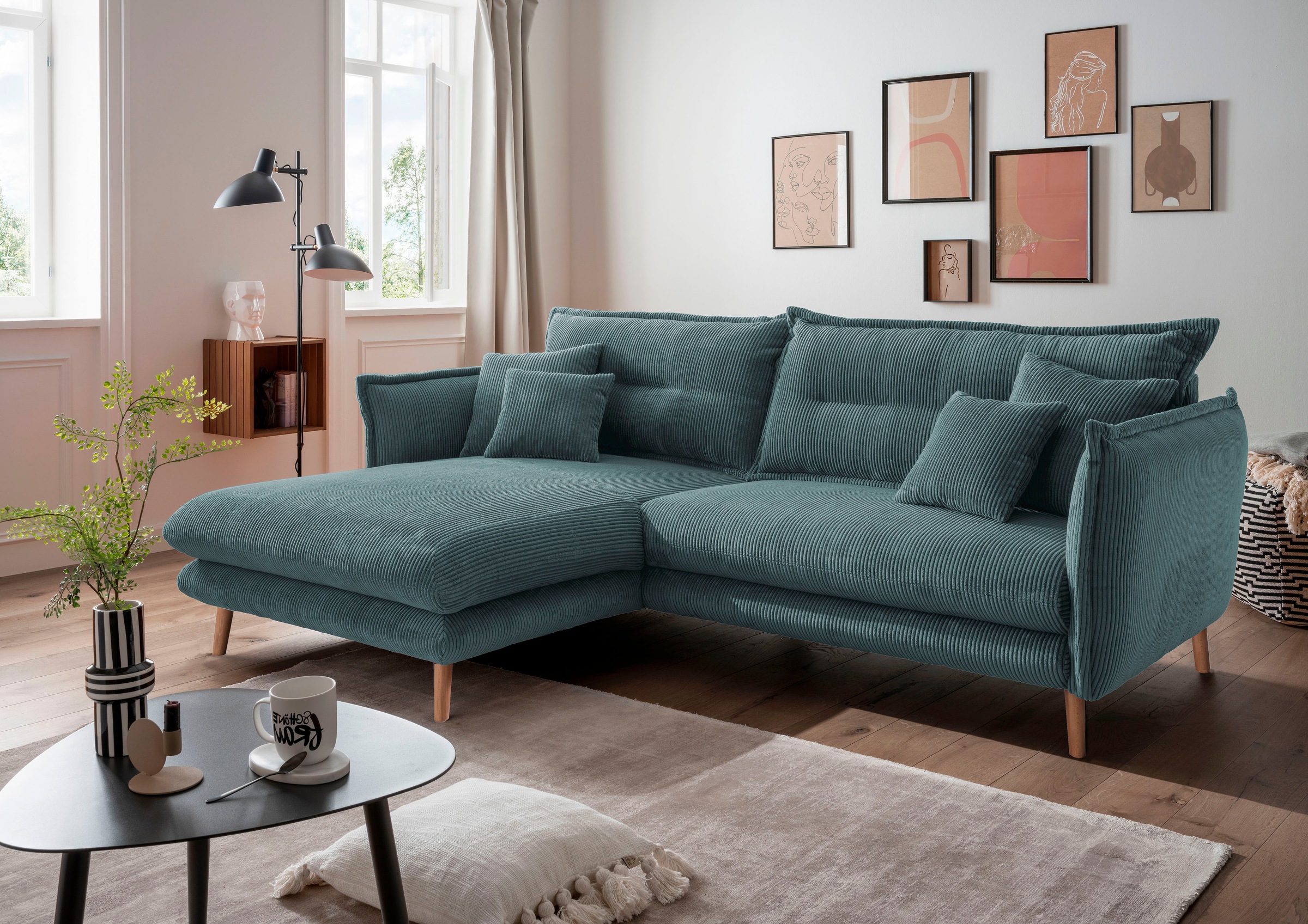 INOSIGN Ecksofa »Lazio modern und bequem, schmale Armlehnen, tolle Detailve günstig online kaufen