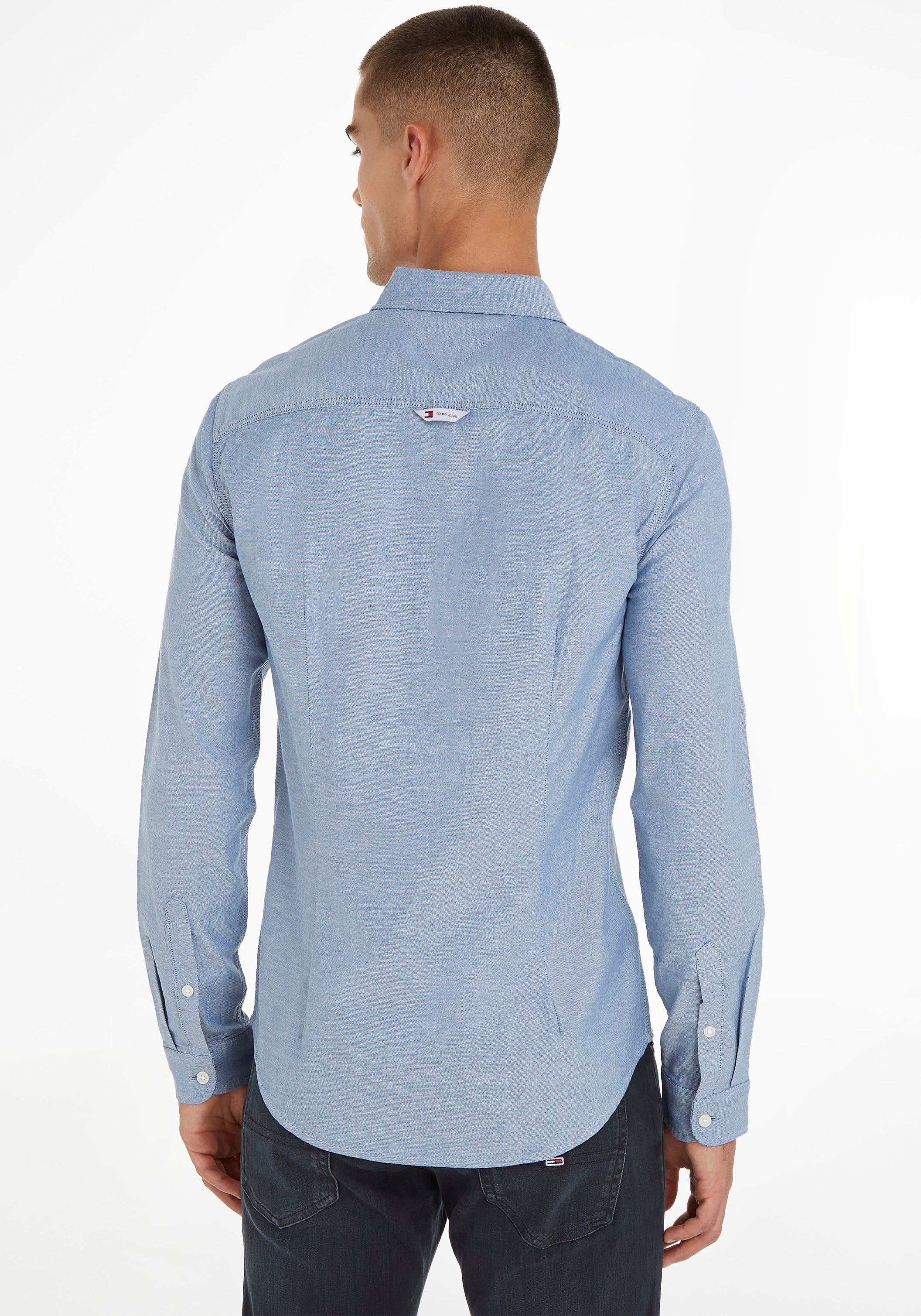 Tommy Jeans Langarmhemd »TJM Slim Stretch Oxford Shirt« mit Flaglabel auf der Brust