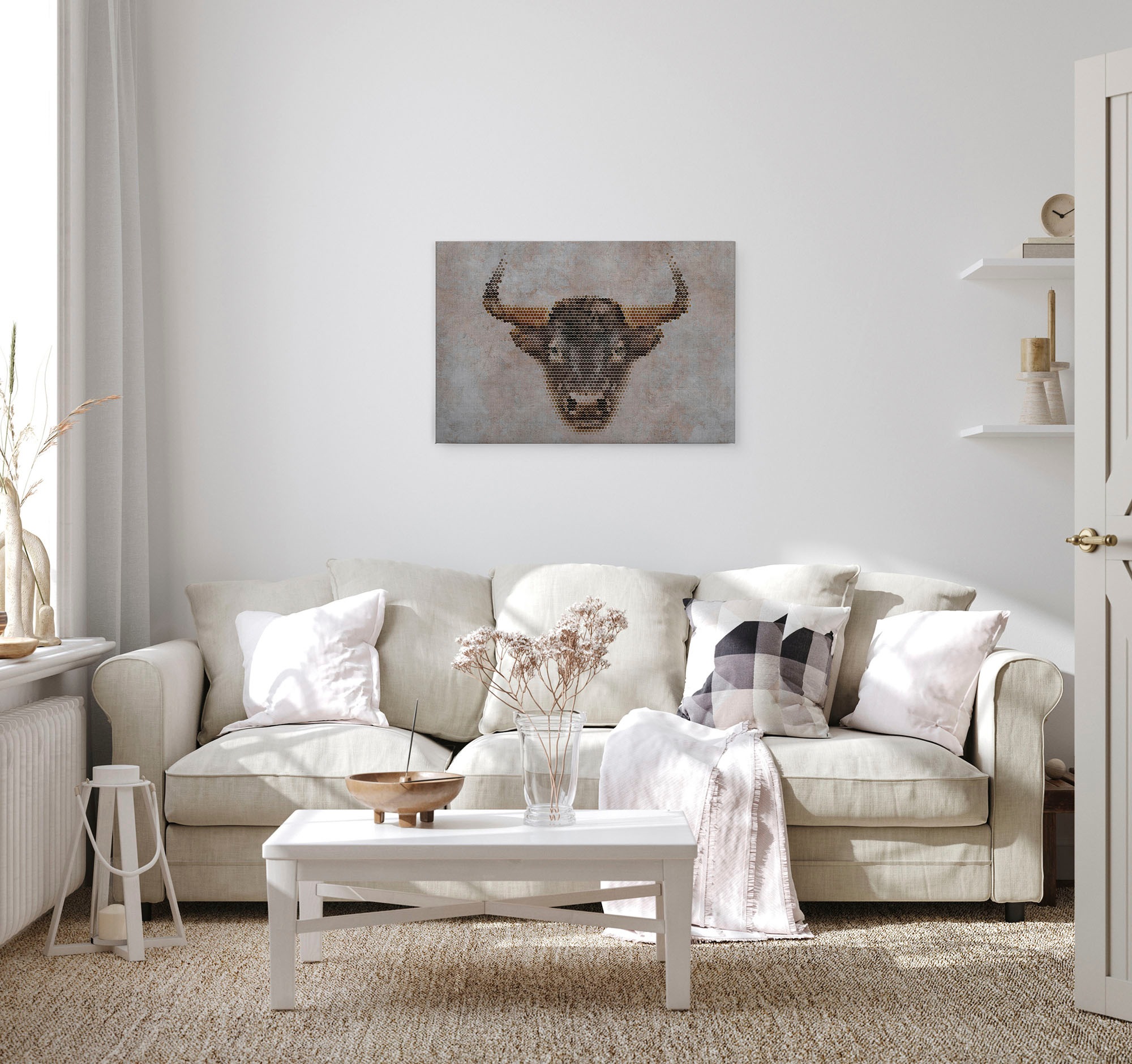 A.S. Création Leinwandbild »big three«, Kunst-Tiere-Kinder, (1 St.), Keilrahmen Bild Betonoptik Tiere Leinwand-Bild Wohnzimmer modern Wand