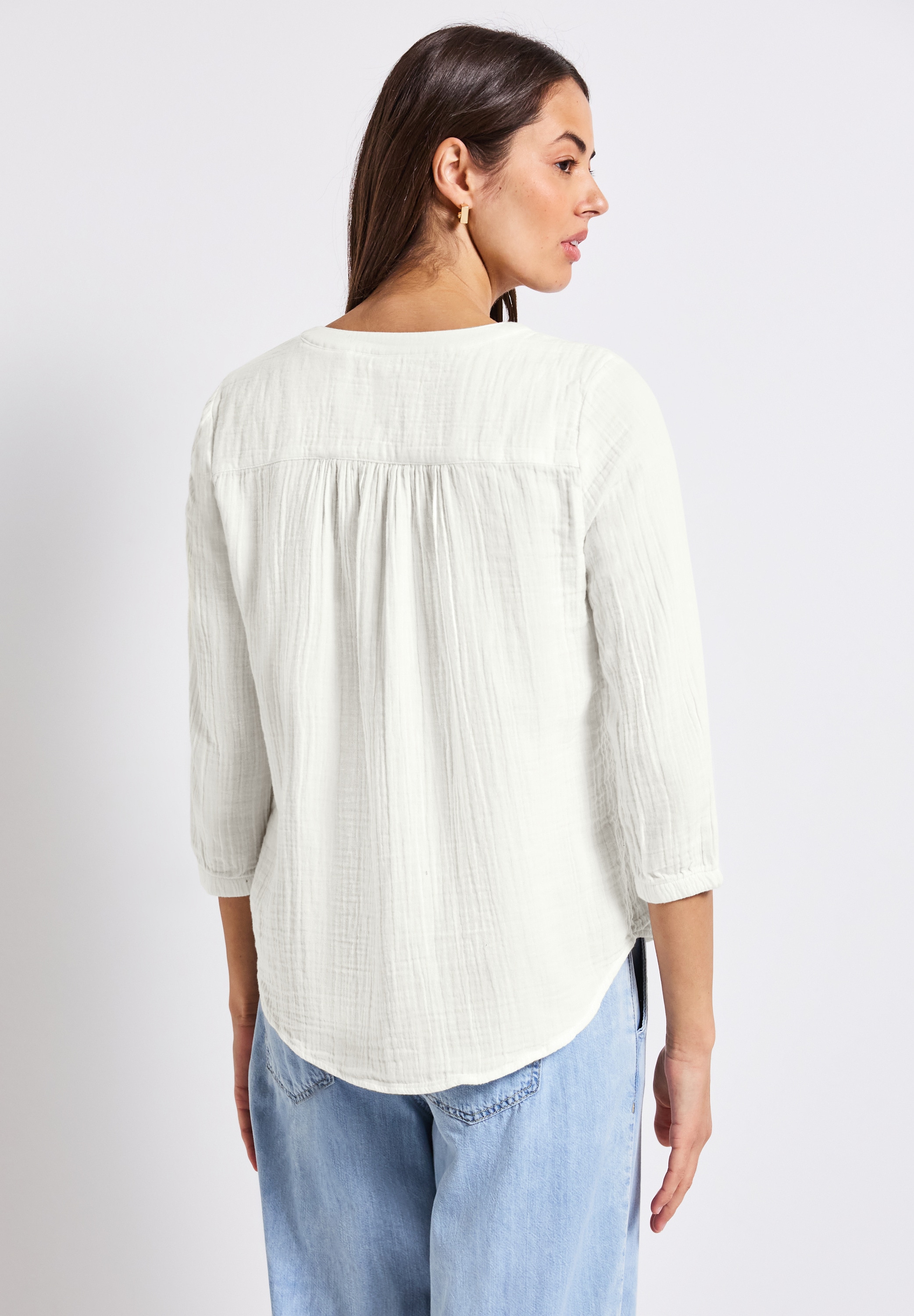 STREET ONE Hemdbluse, 3/4-Arm im Musselin-Look