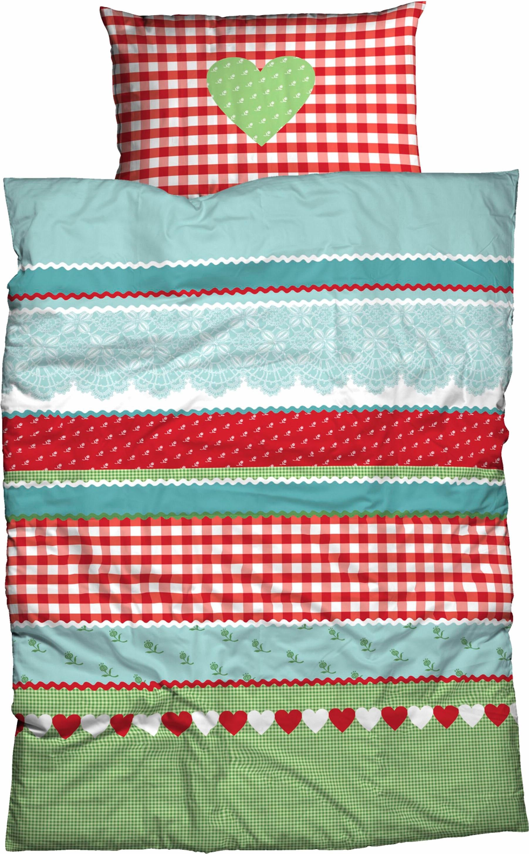 CASATEX Bettwäsche »Herz-Karo« 2 Stk. tlg. niedlichem Herz-Karo Design günstig online kaufen