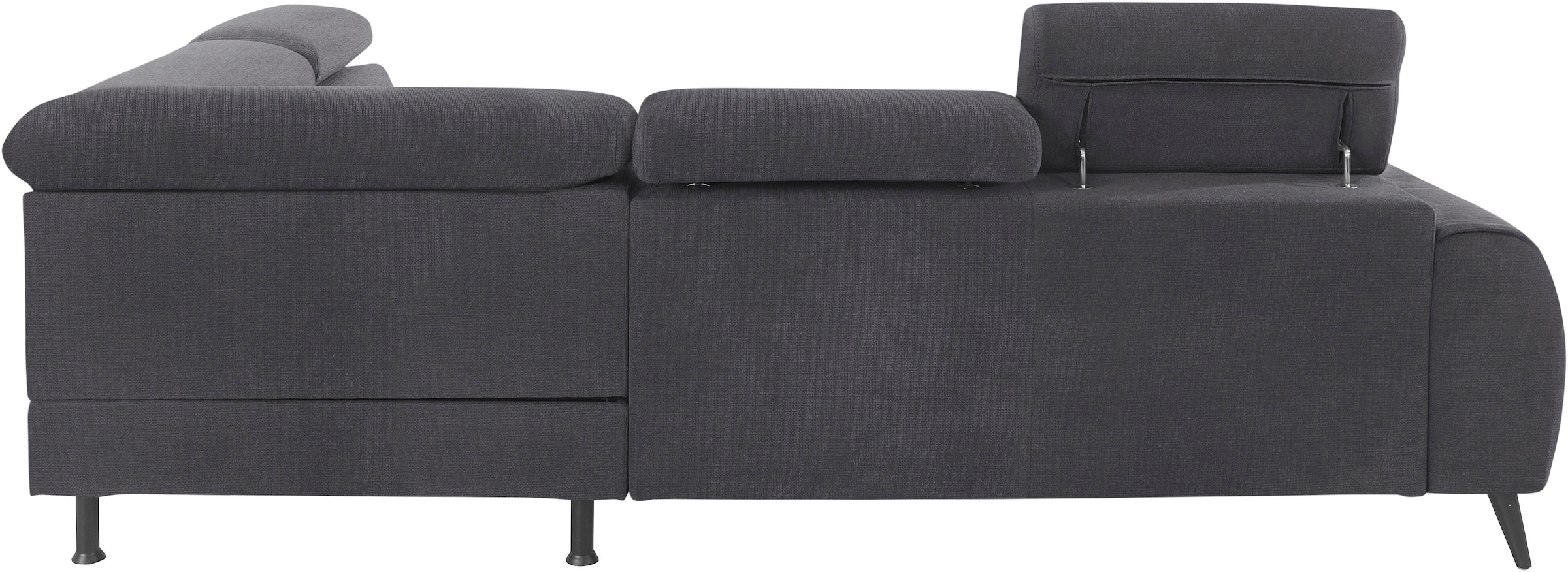 COTTA Ecksofa »Mia L-Form mit 3 Zierkissen«, wahlweise mit Bettfunktion, Bettkasten, Beleuchtung & Wireless-Charger