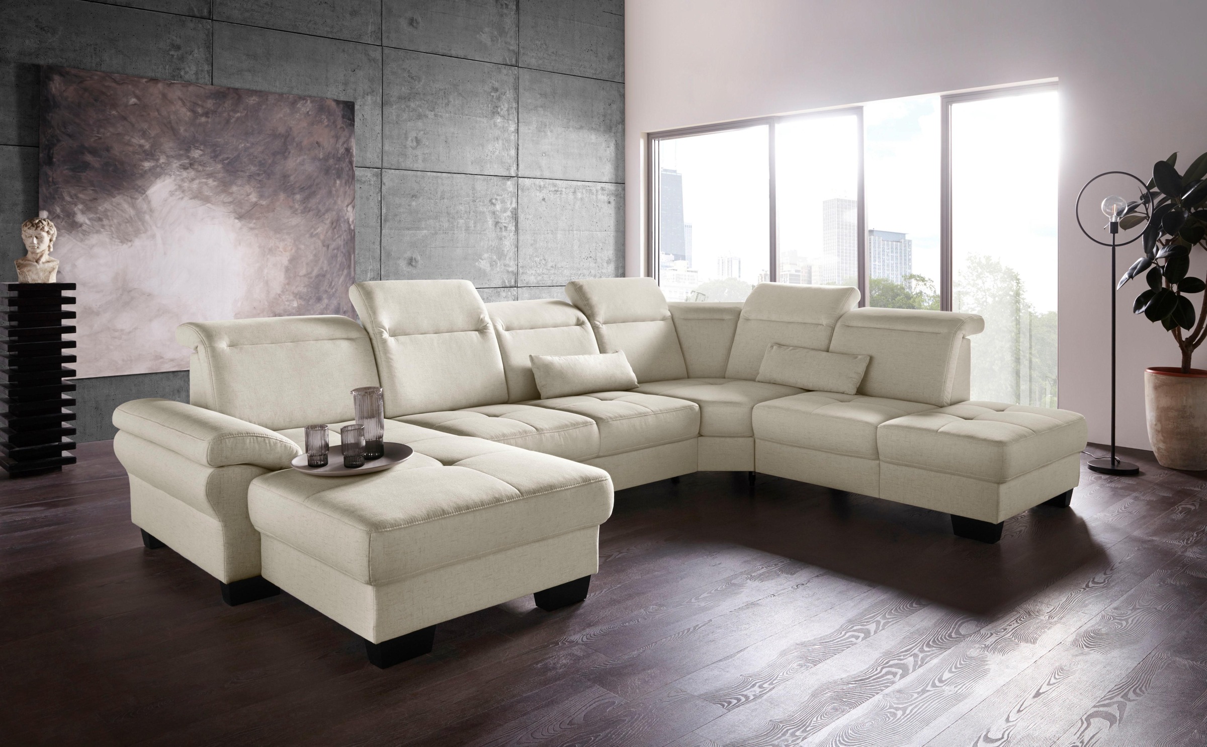 Home affaire Wohnlandschaft »Cornwall U-Form« inkl. Sitztiefenverstellung, günstig online kaufen