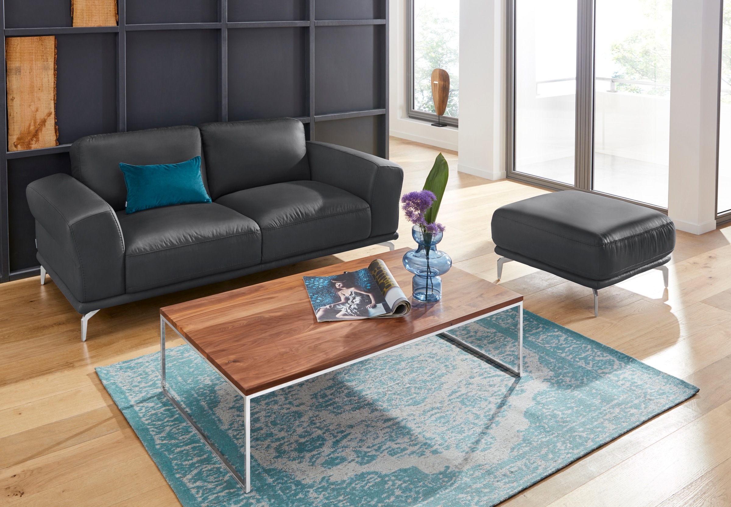 W.SCHILLIG Hocker »montanaa«, mit Metallfüßen in Chrom glänzend, Breite 71 cm