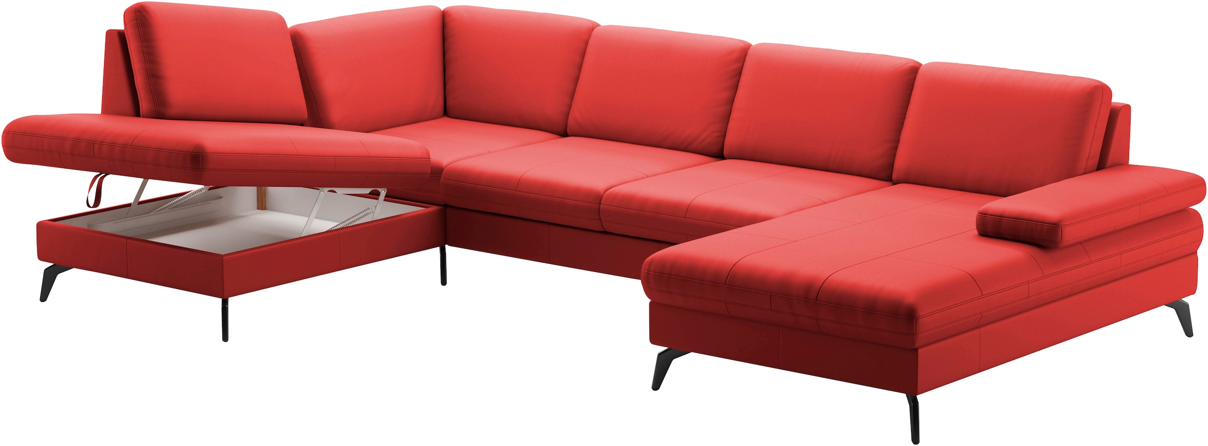 sit&more Wohnlandschaft »Morris U-Form, inkl. Sitztiefenverstellung«, wahlweise mit Armteilverstellung, Bettfunktion & Bettkasten