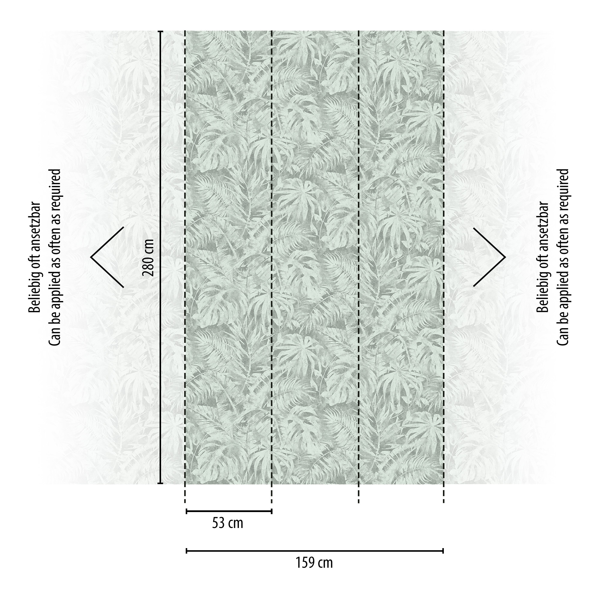 CosmoLiving by Cosmopolitan Vliestapete »Palma Green Fototapete erweiterbar« matt strukturiert Tropische Blätter in sanftem Grün